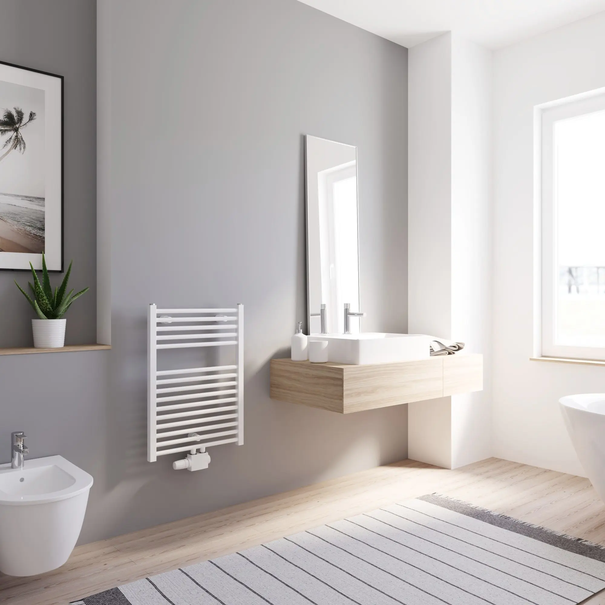 Schulte Design-Heizkörper Turbo mit Mittelanschluss 69,5 x 50 cm alpinweiß 312 W