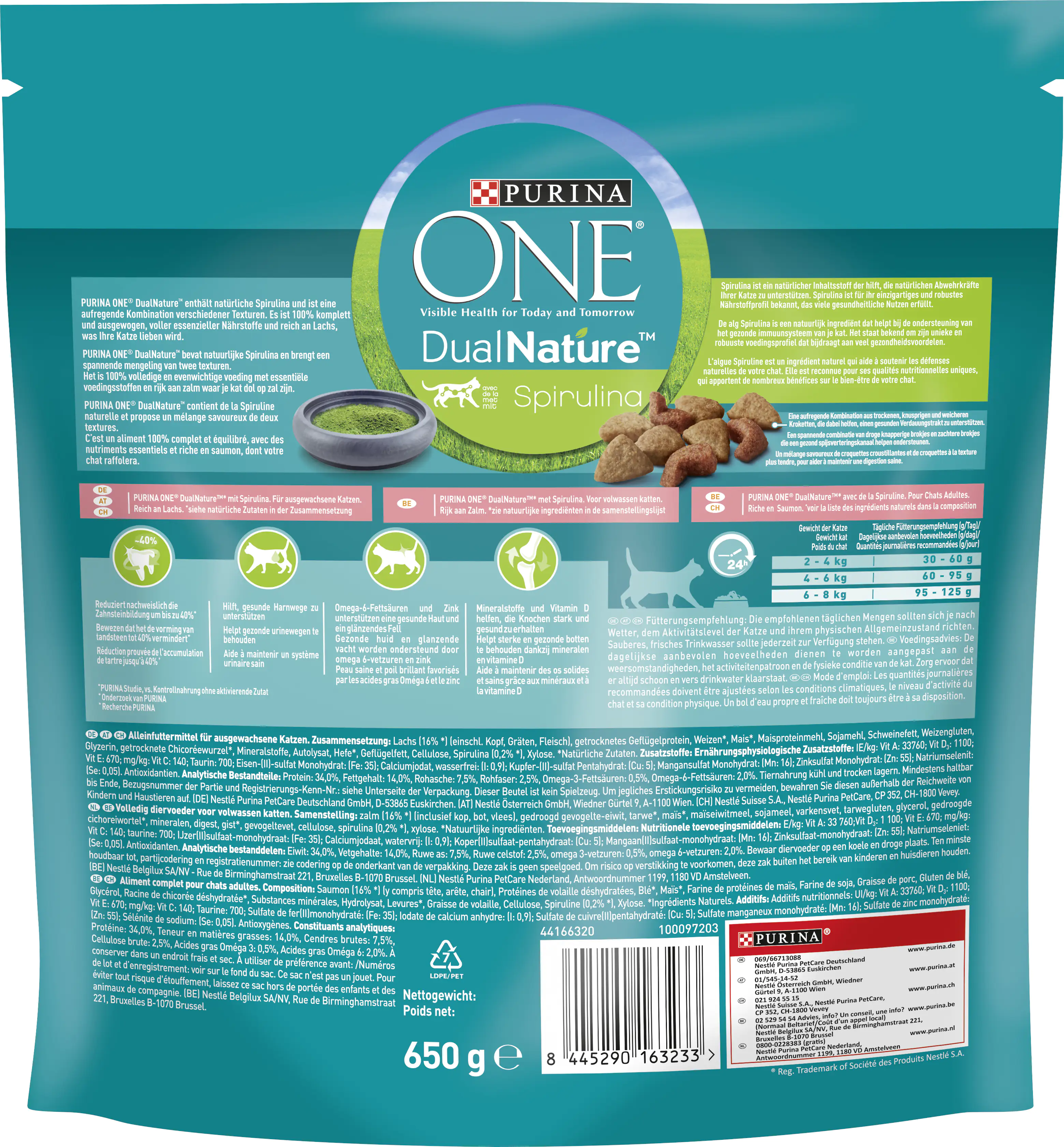 Purina One Katzenfutter DualNature mit Spirulina & Lachs 650 g
