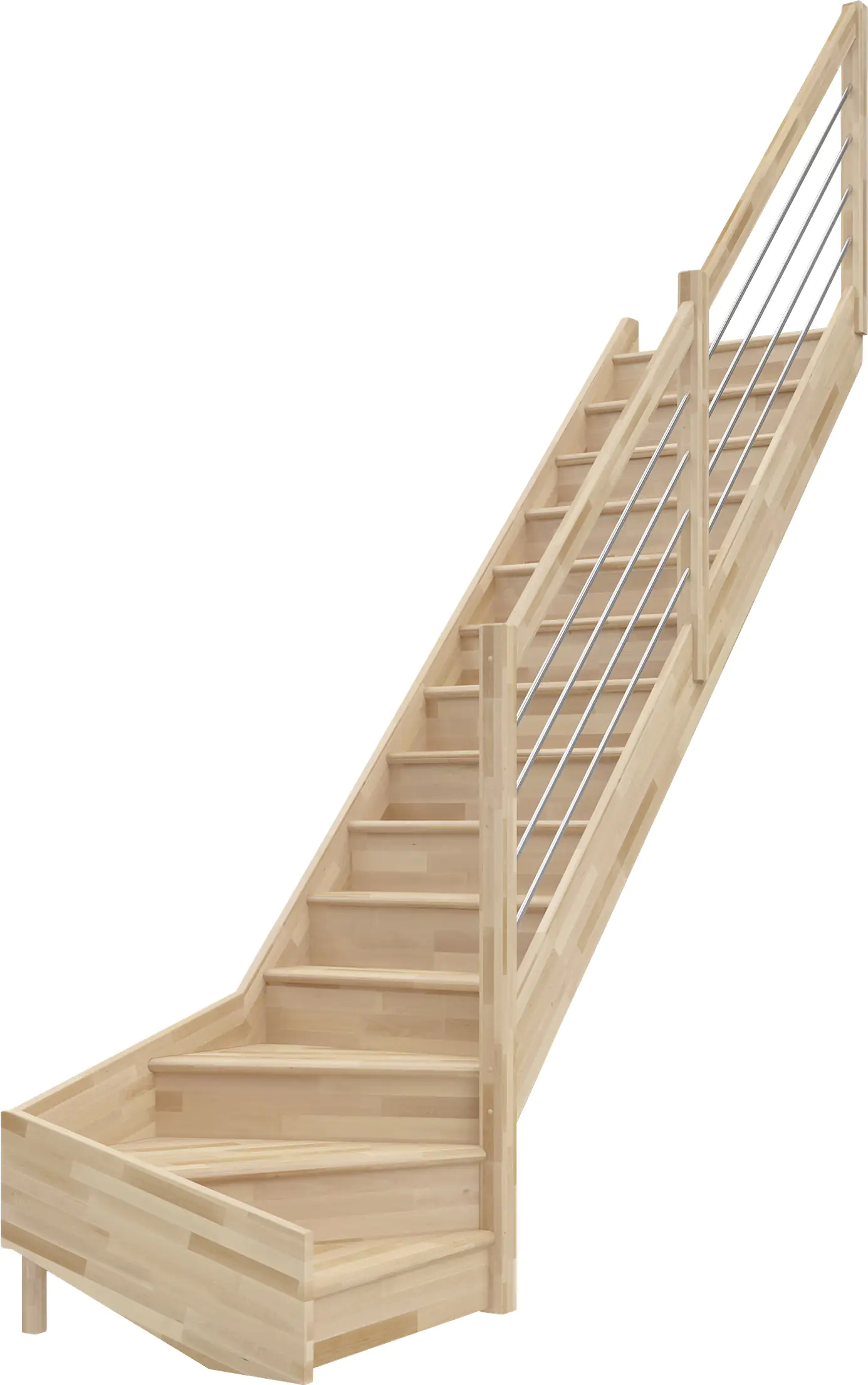 Dolle Raumspartreppen Paris 1/4-gew. Buche unbehandelt inkl. Geländer