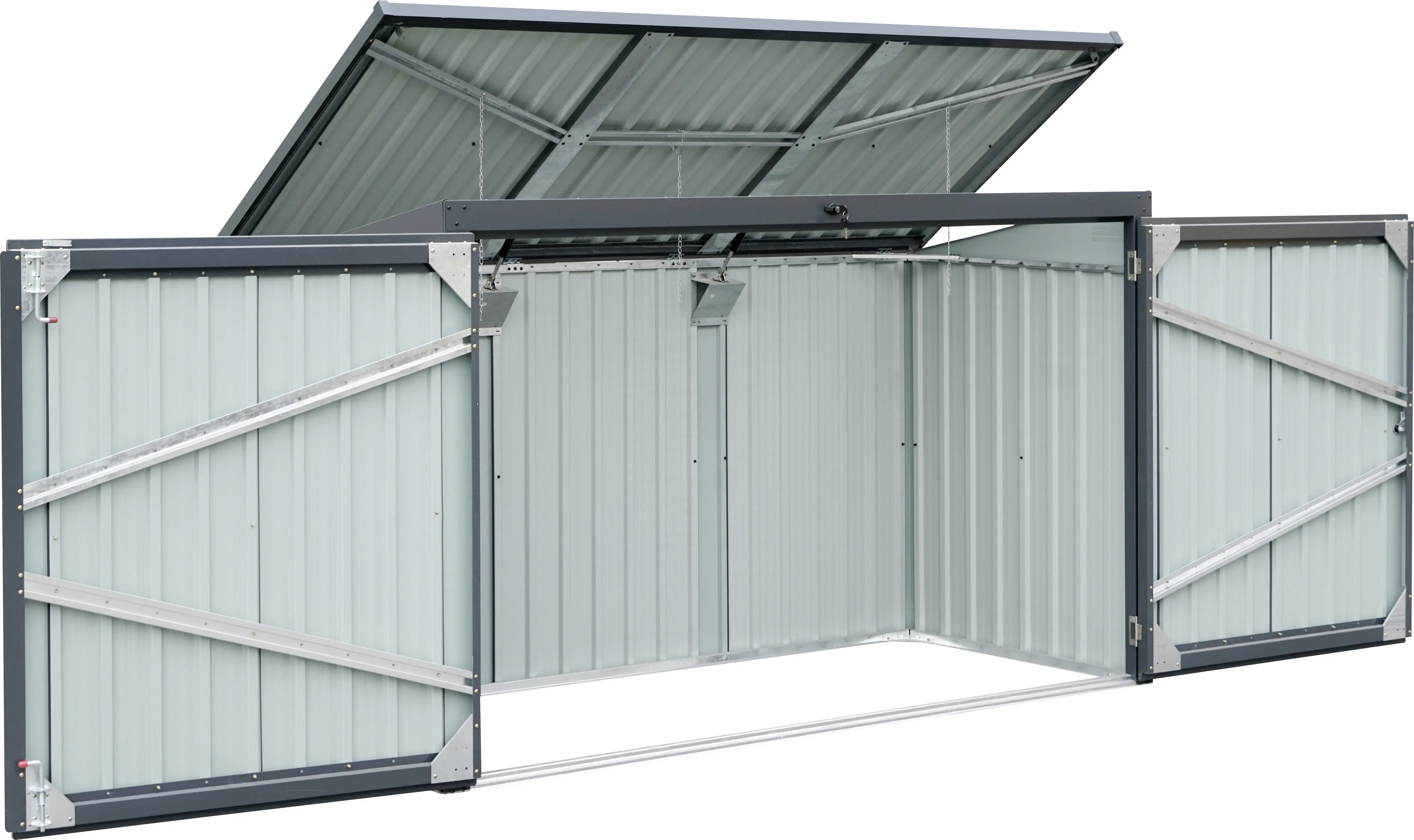 Floraworld Mülltonnenbox aus Stahl für 3 x 240 L Mülltonnen anthrazit