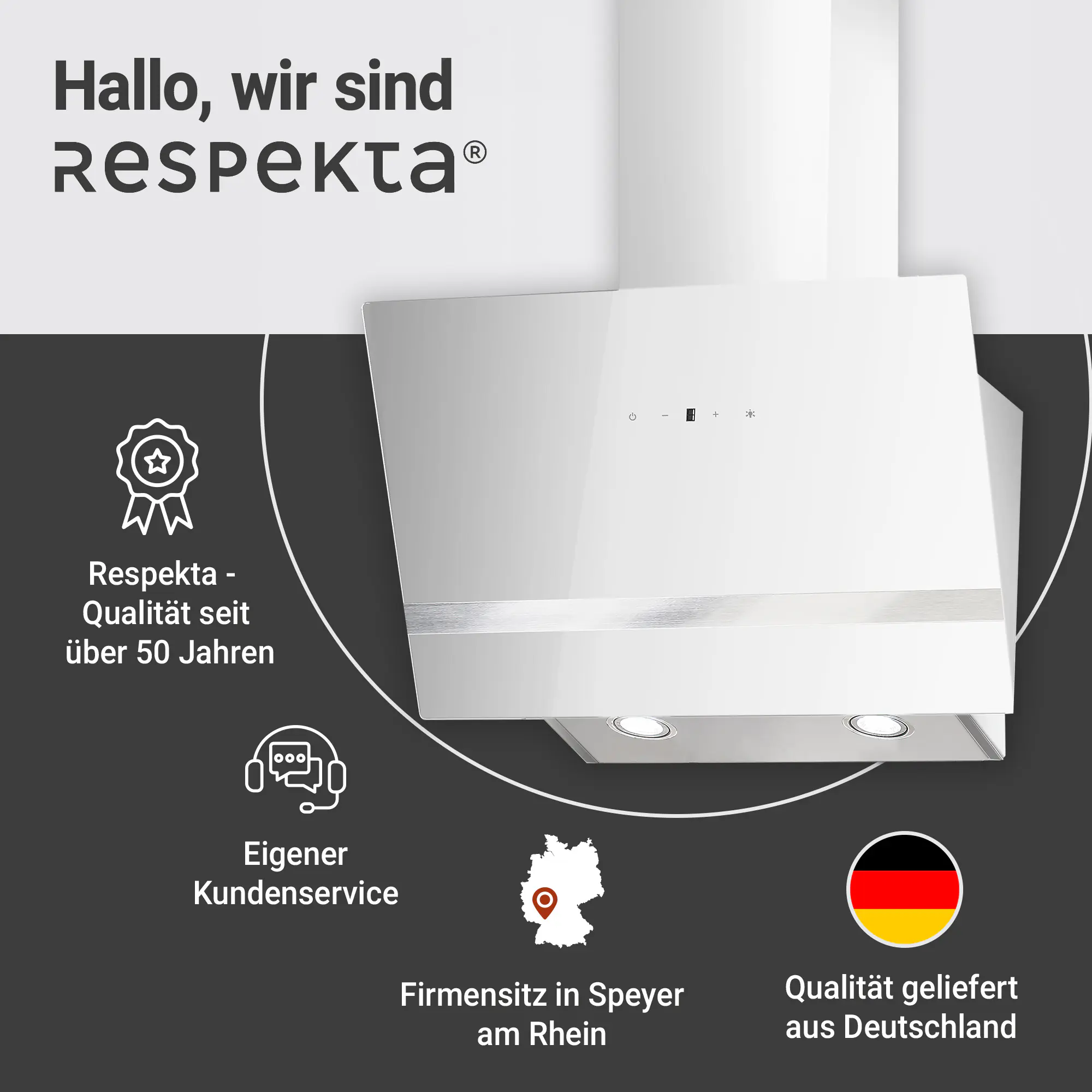 respekta Design-Schräghaube 60 cm weiß Typ / Modell: CH 24060WAM 60 cm respekta Design-Schräghaube 60 cm weiß Typ / Modell: CH 24060WAM 60 cm