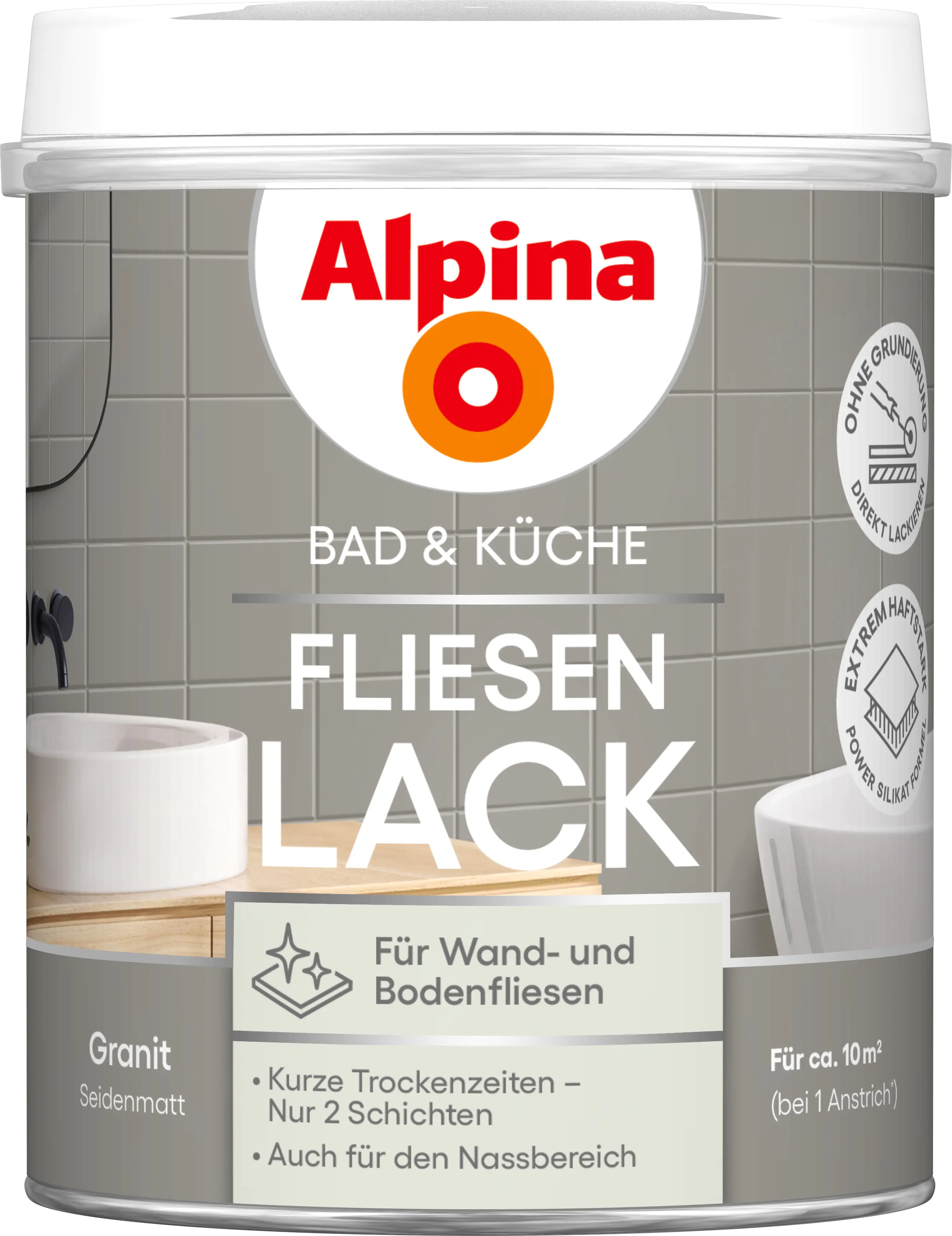 Alpina Fliesenlack Bad & Küche 2K Granit 750 ml