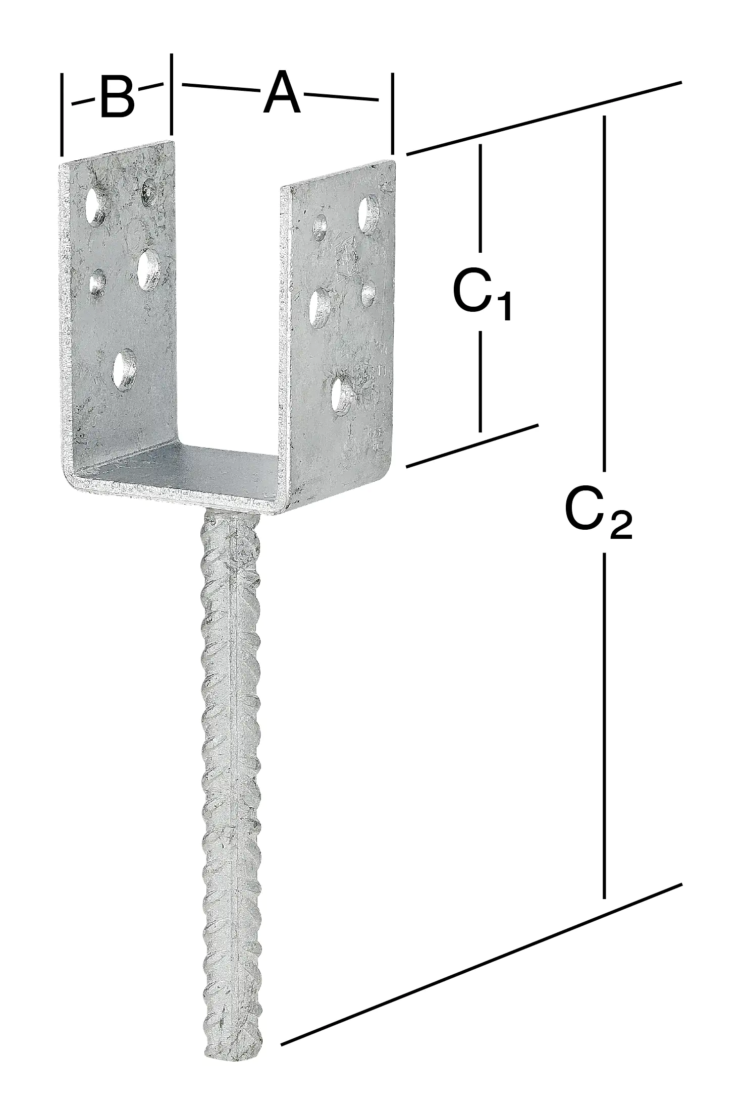 Vormann Leichte Stützenschuhe feuerverzinkt 81 x 50 x 80/230 mm