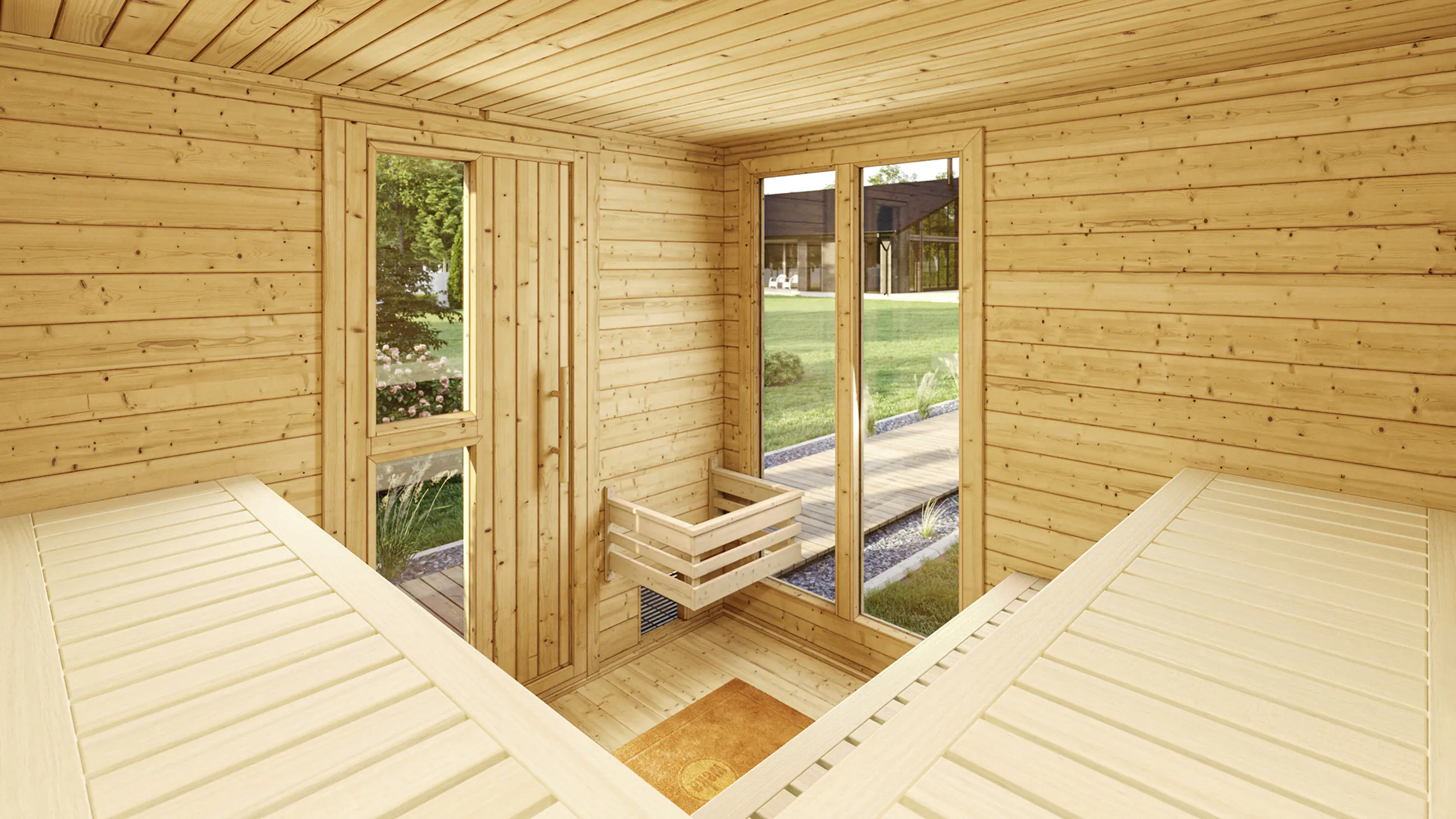 Weka Gartensauna Kuopio anthrazit 5,66 m² inkl. 9 kW Ofen BioS