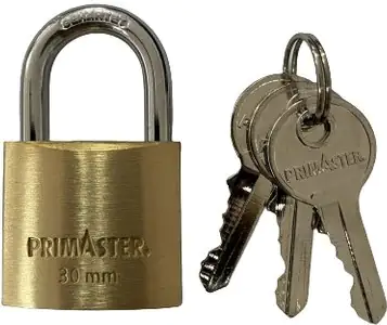 Primaster Vorhängeschloss Messing 50 mm inkl. 3 Schlüssel