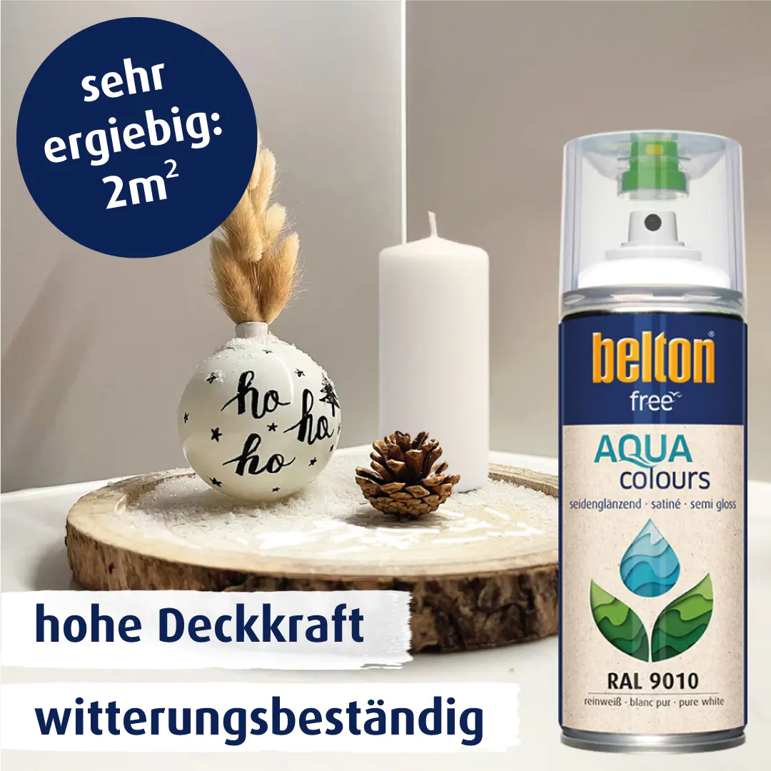 belton free Lackspray AQUAcolours 400 ml reinweiß seidenglanz
