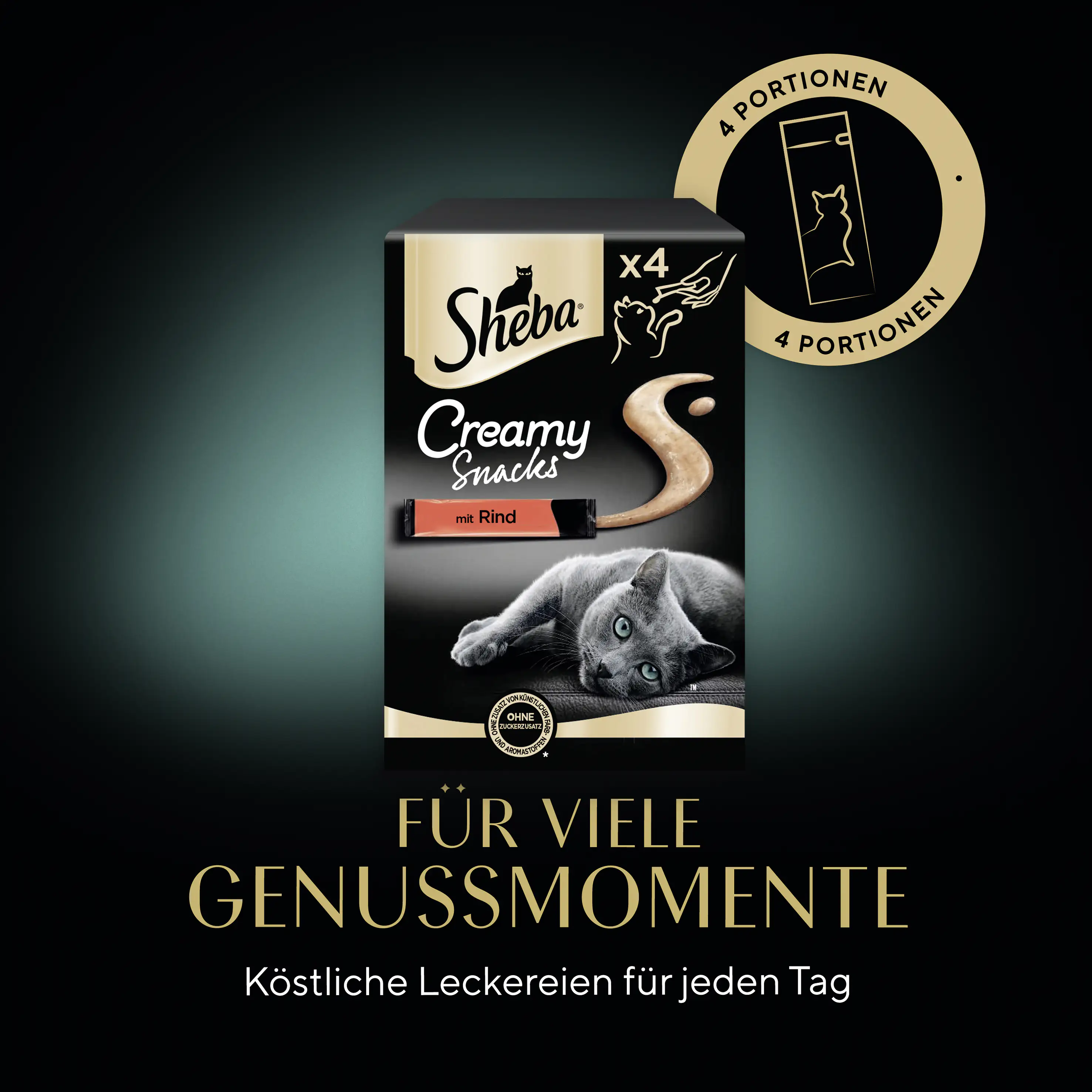 Sheba Creamy Snacks mit Rind Katzenleckerli 4 x 12g Sheba Creamy Snacks mit Rind Katzenleckerli 4 x 12g