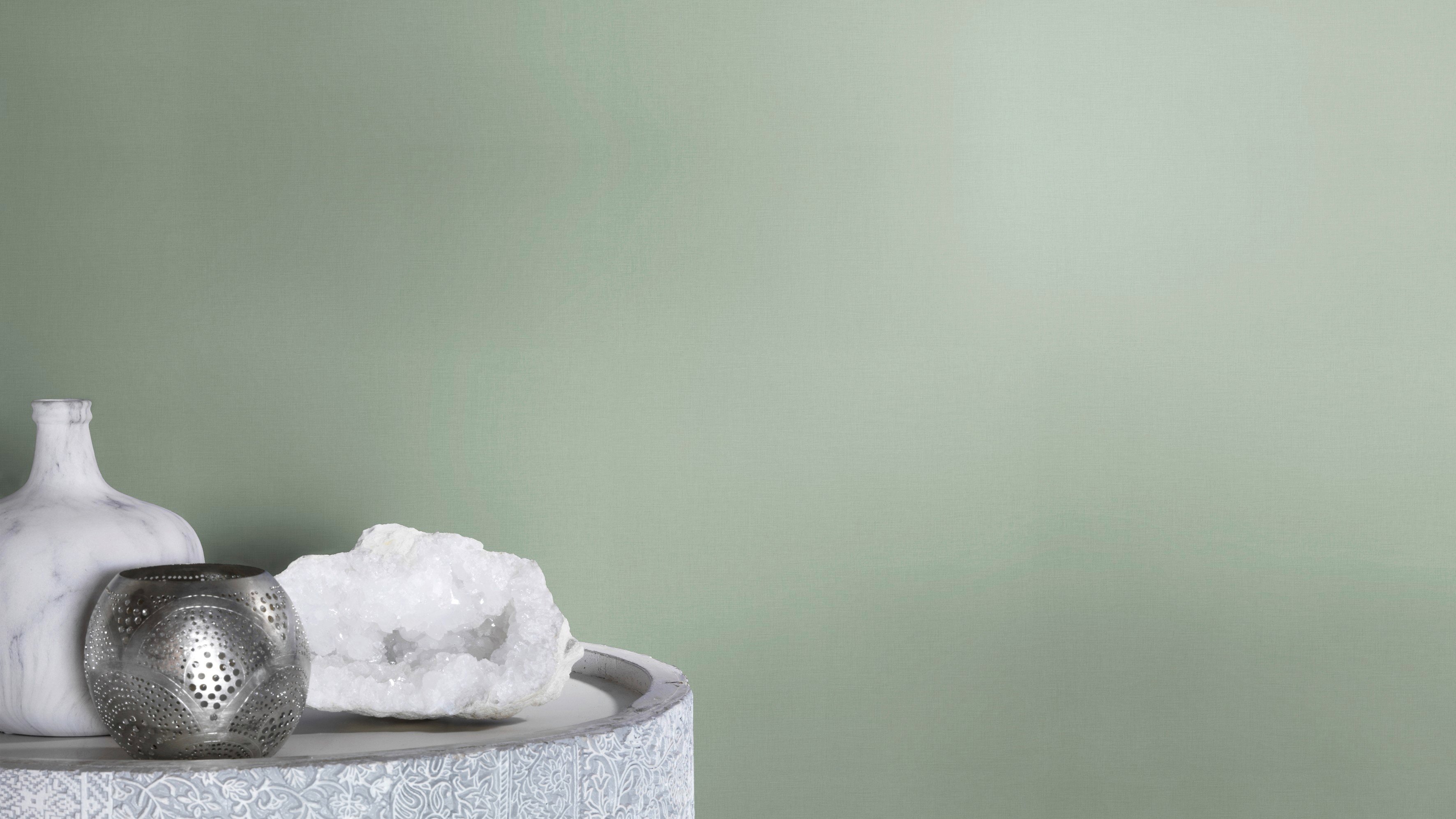 Rasch Vliestapete 690743 Selection, Textilstruktur grün, 10,05 x 0,53 m