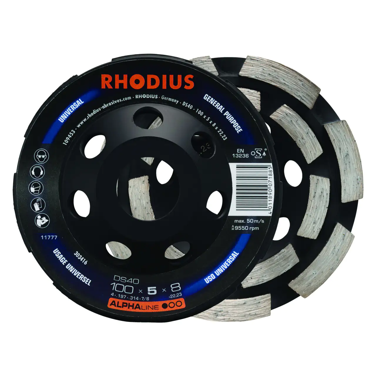 Rhodius Diamantschleiftopf DS40 Beton Ø 100 mm Bohrung 22,23 mm Rhodius Diamantschleiftopf DS40 Beton Ø 100 mm Bohrung 22,23 mm