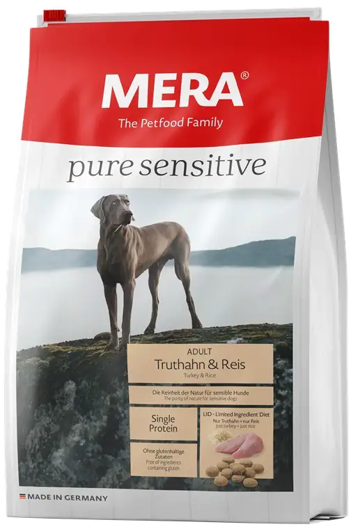 Mera Pure Sensitive Hundetrockenfutter Adult 1 kg Truthahn & Reis 