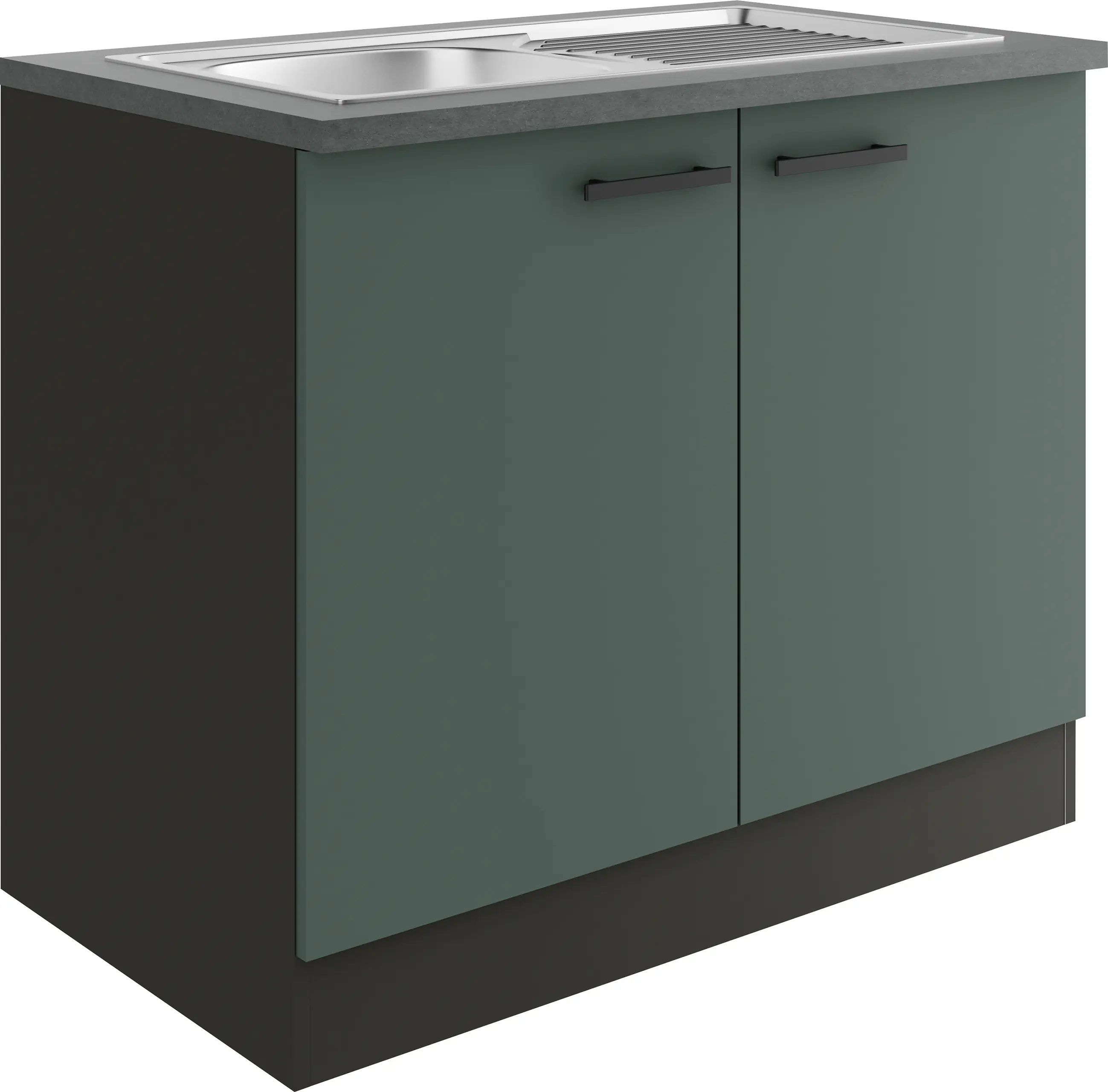 Optifit Spülenunterschrank Verona 405 steingrün/anthrazit 100 cm