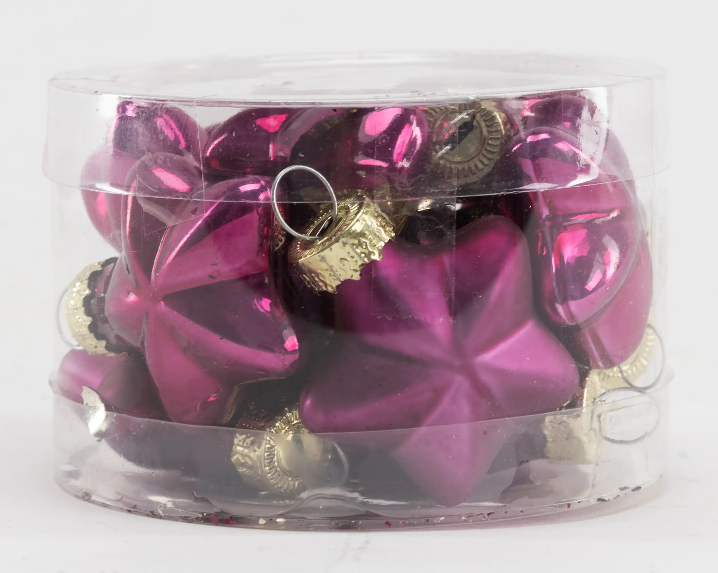 4333692537346 TrendLine Weihnachtskugeln Glas-Sterne 4 cm magnolienrosa 12 Stück