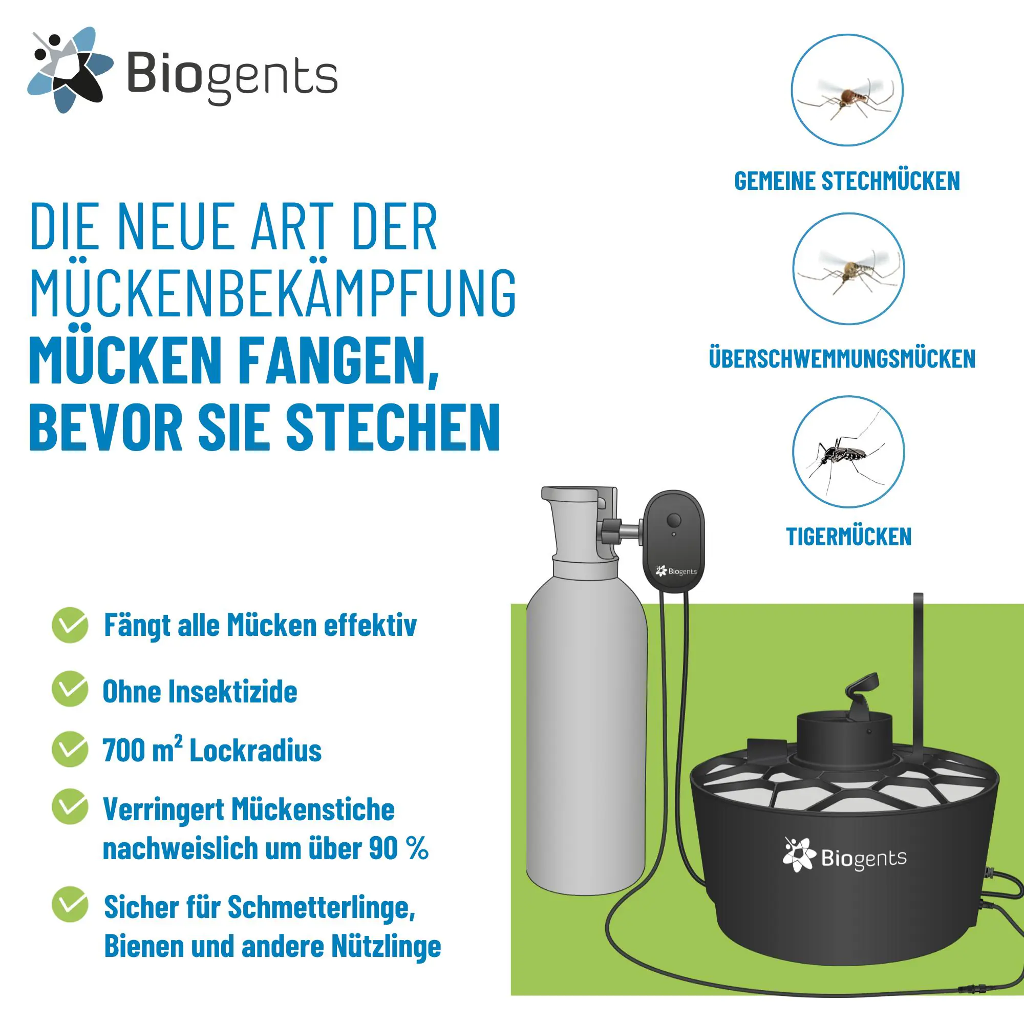 Biogents Aero Trap Plus Mückenfalle ausreichend für bis zu 700 m²