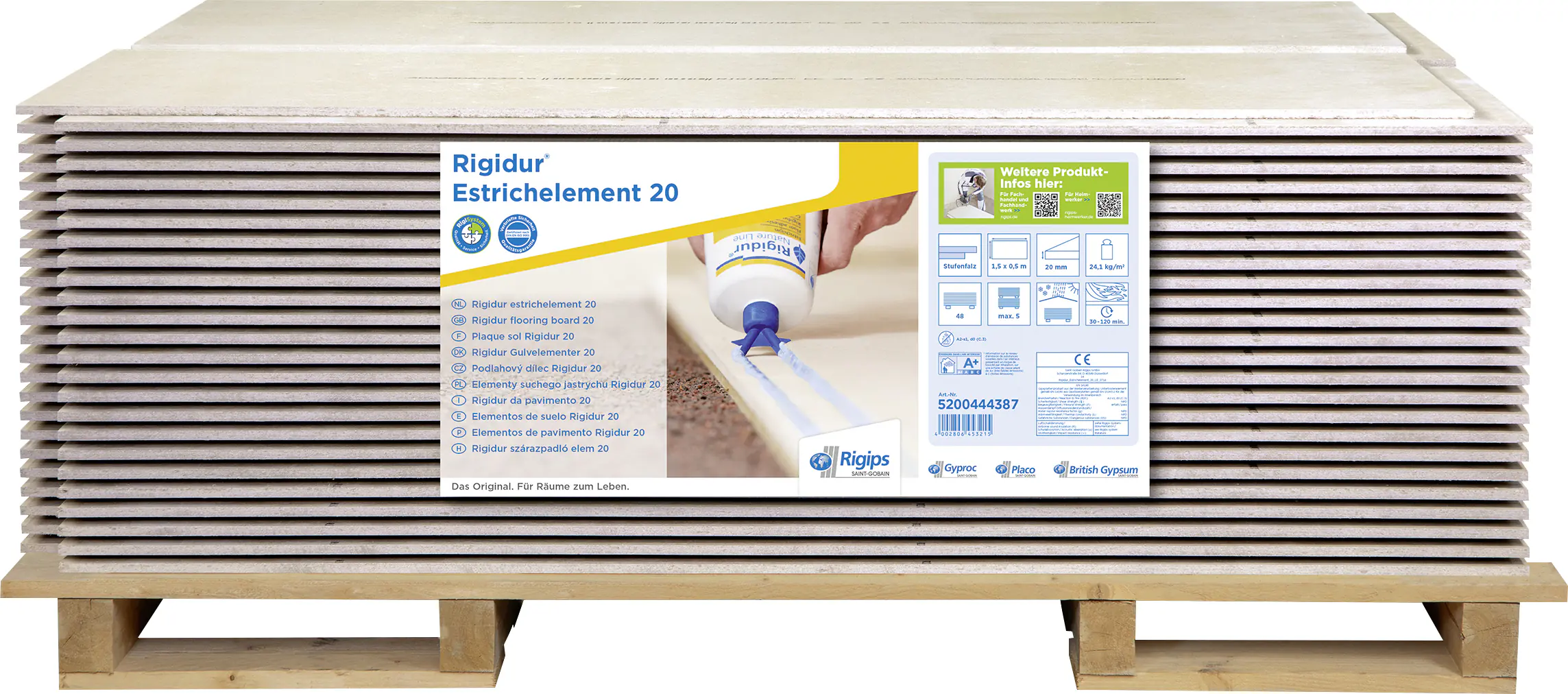 Rigidur Gipsfaser-Estrichelement 150 x 50 cm 20 mm 48 St. Palettenabnahme