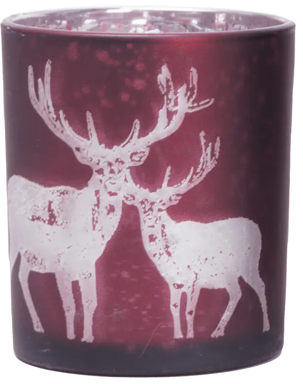 TrendLine Windlicht Glas Ø 8 cm rot silber