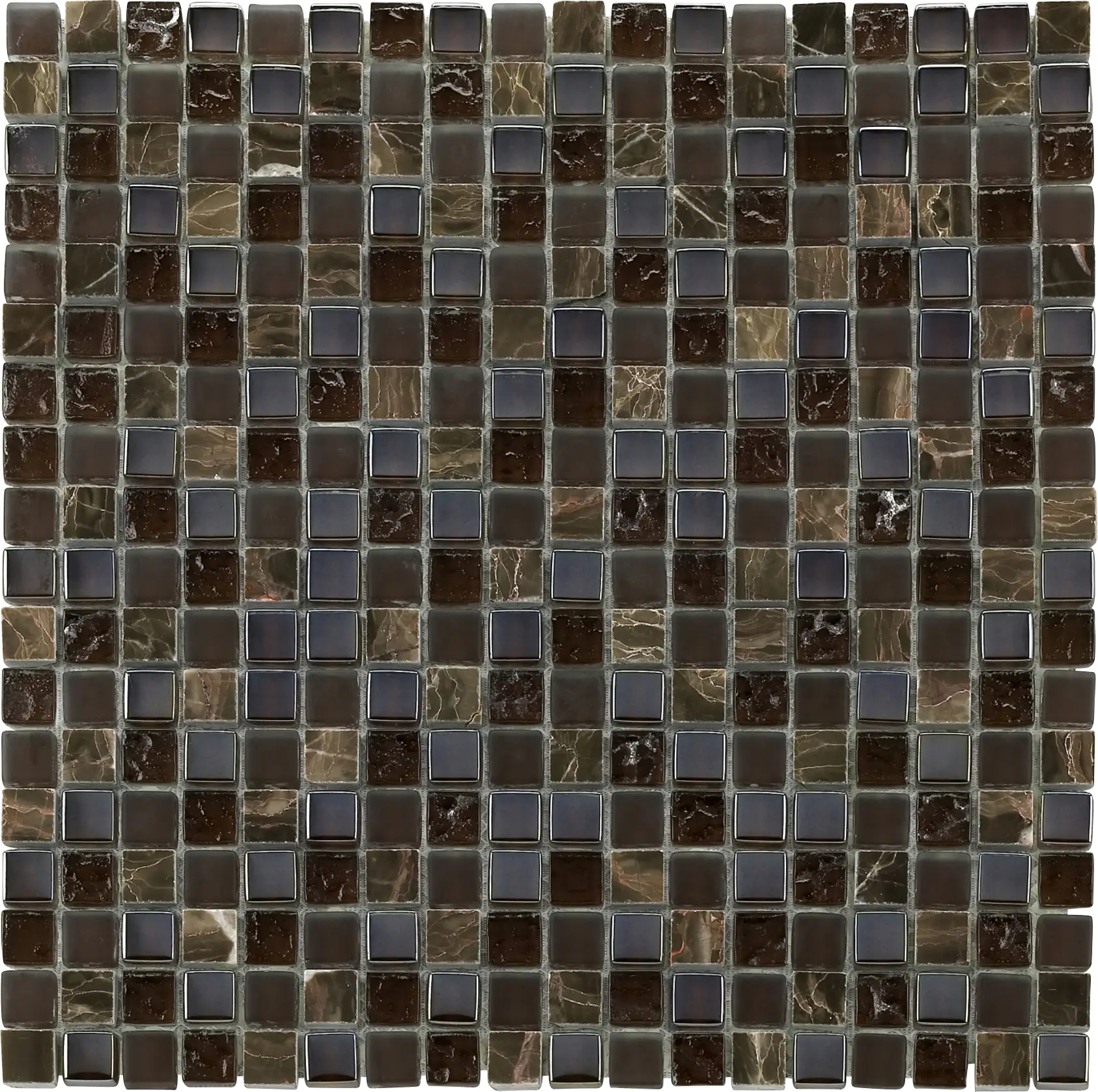 Mosaikfliese Glas-Naturstein 30 x 30 cm braun Steinmaß: ca. 1,5 x 1,5 cm Mosaikfliese Glas-Naturstein 30 x 30 cm braun Steinmaß: ca. 1,5 x 1,5 cm