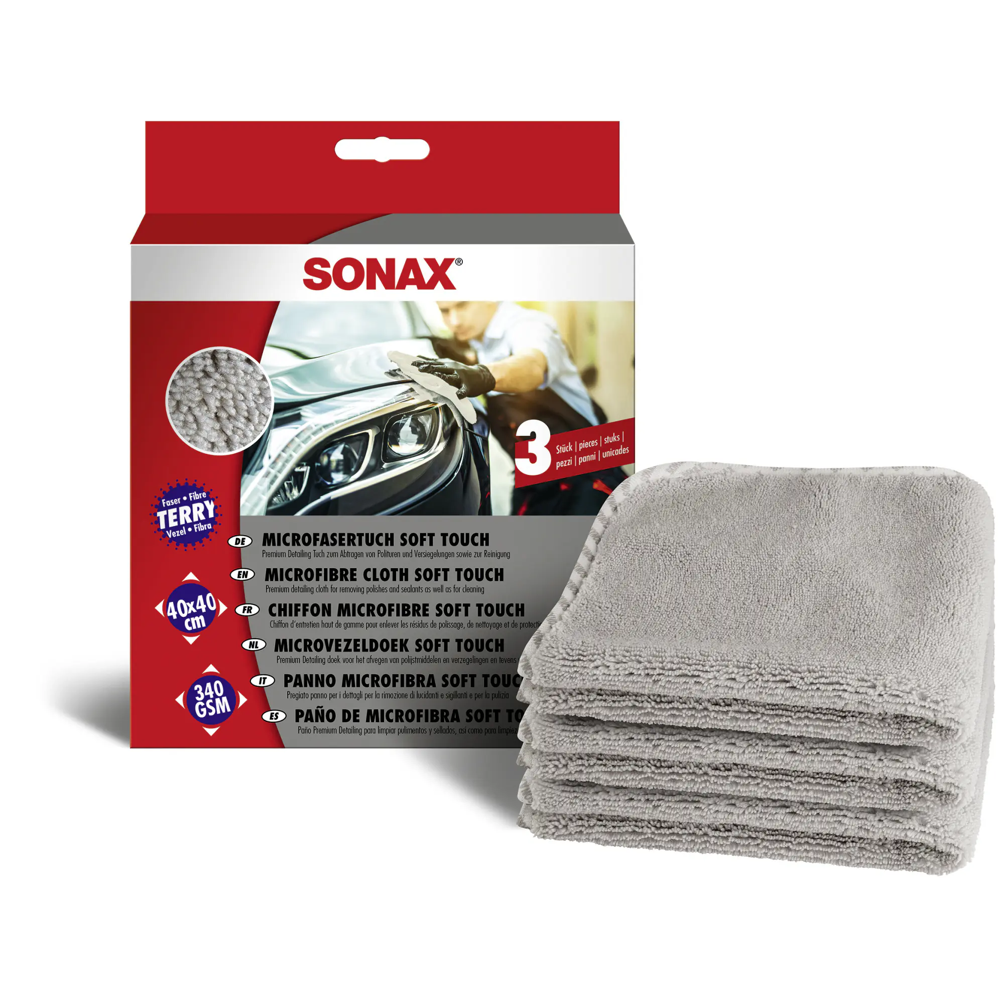 Sonax MikrofaserTrockentuch soft touch 40x40cm 3 Stück