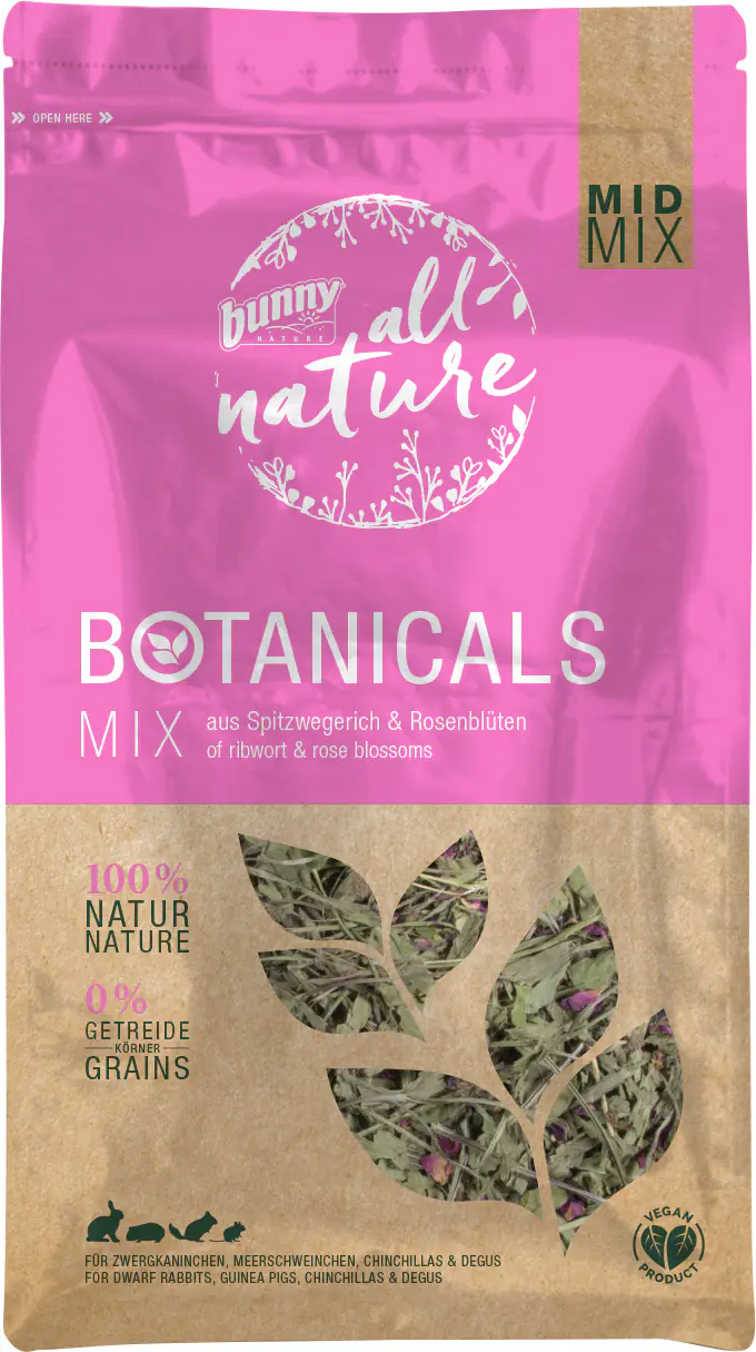 Bunny Nature Botanicals Mid Mix Spitzwegerich & Rosenblüten 120 g Bunny Nature Botanicals Mid Mix Spitzwegerich & Rosenblüten 120 g