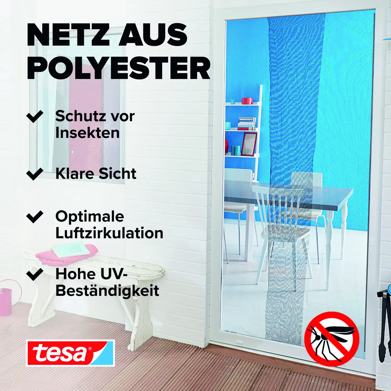 tesa Fliegengitter 65 x 220 cm weiß individuell kürzbar