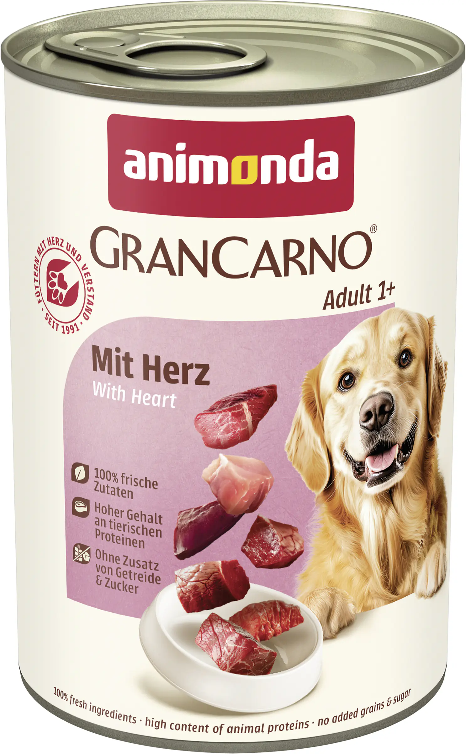 Animonda GranCarno Hundenassfutter Adult getreidefrei 400 g Herz