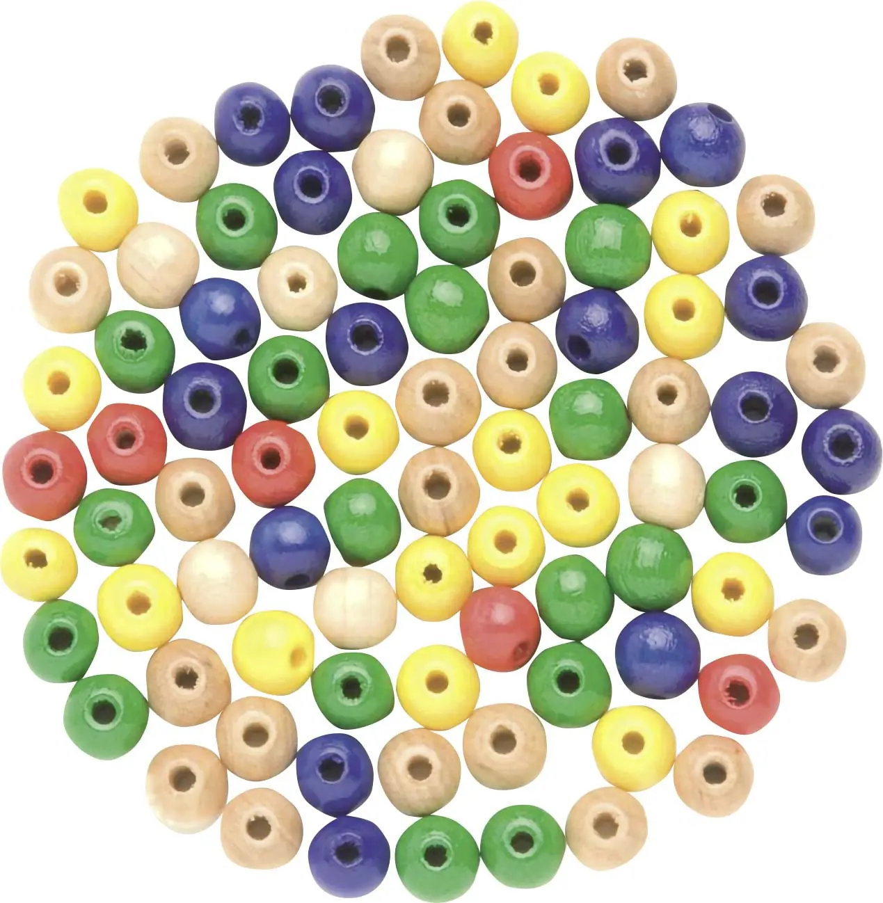 Glorex Holzperle 8 mm bunt mix - 80 Stück