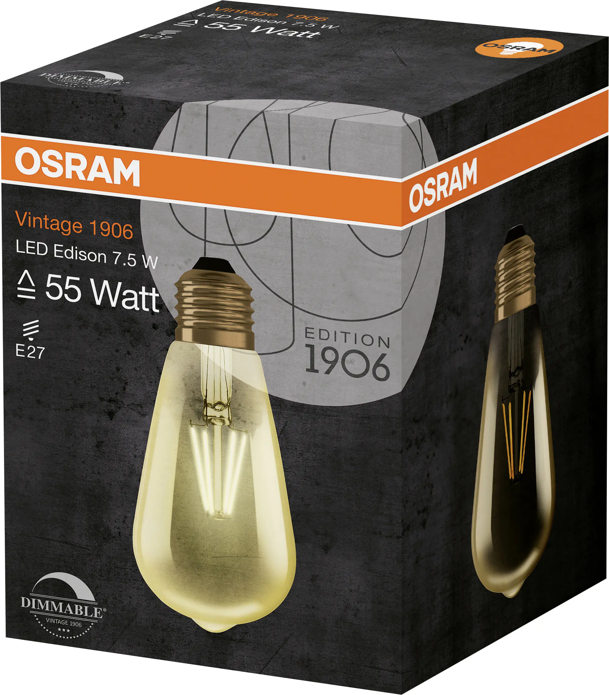 Osram LED Leuchtmittel Vintage 1906 Edison E27 6,5W warmweiß