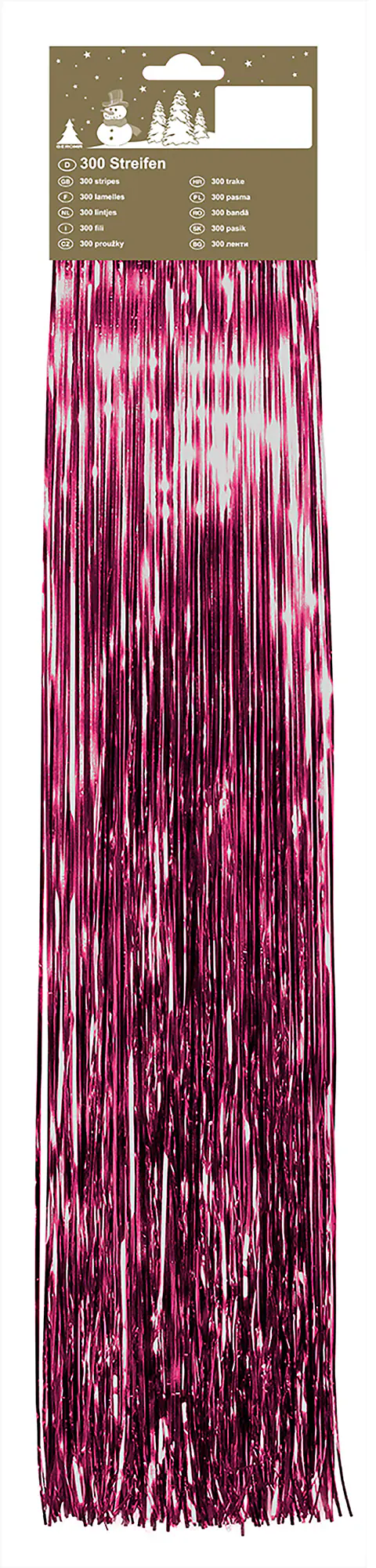 Hängelametta 300 Streifen mit Headerkarte Kunststoff 50 cm rosa glatt