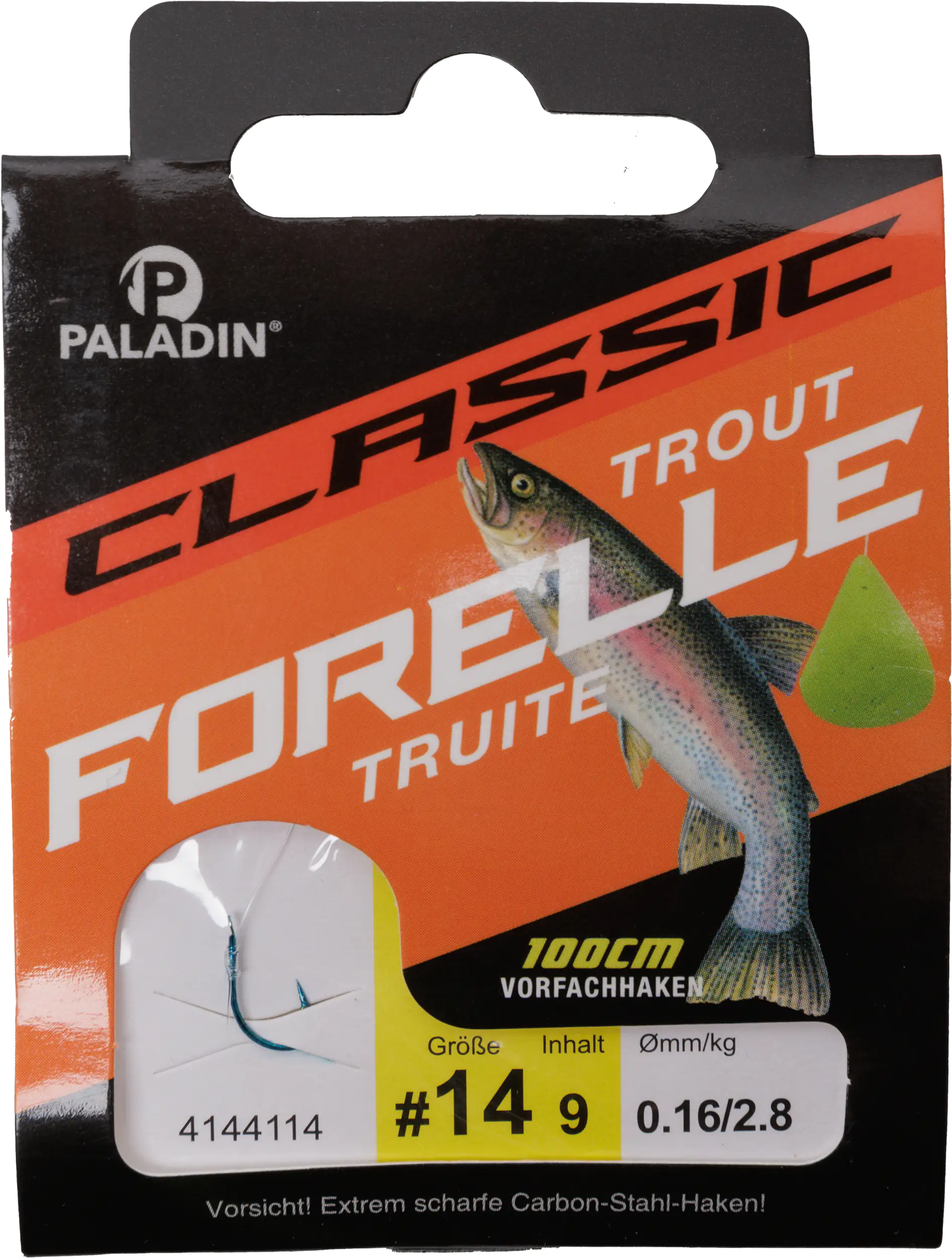 Paladin Forellenhaken gebunden Größe 14 100 cm 9 Stück blau 