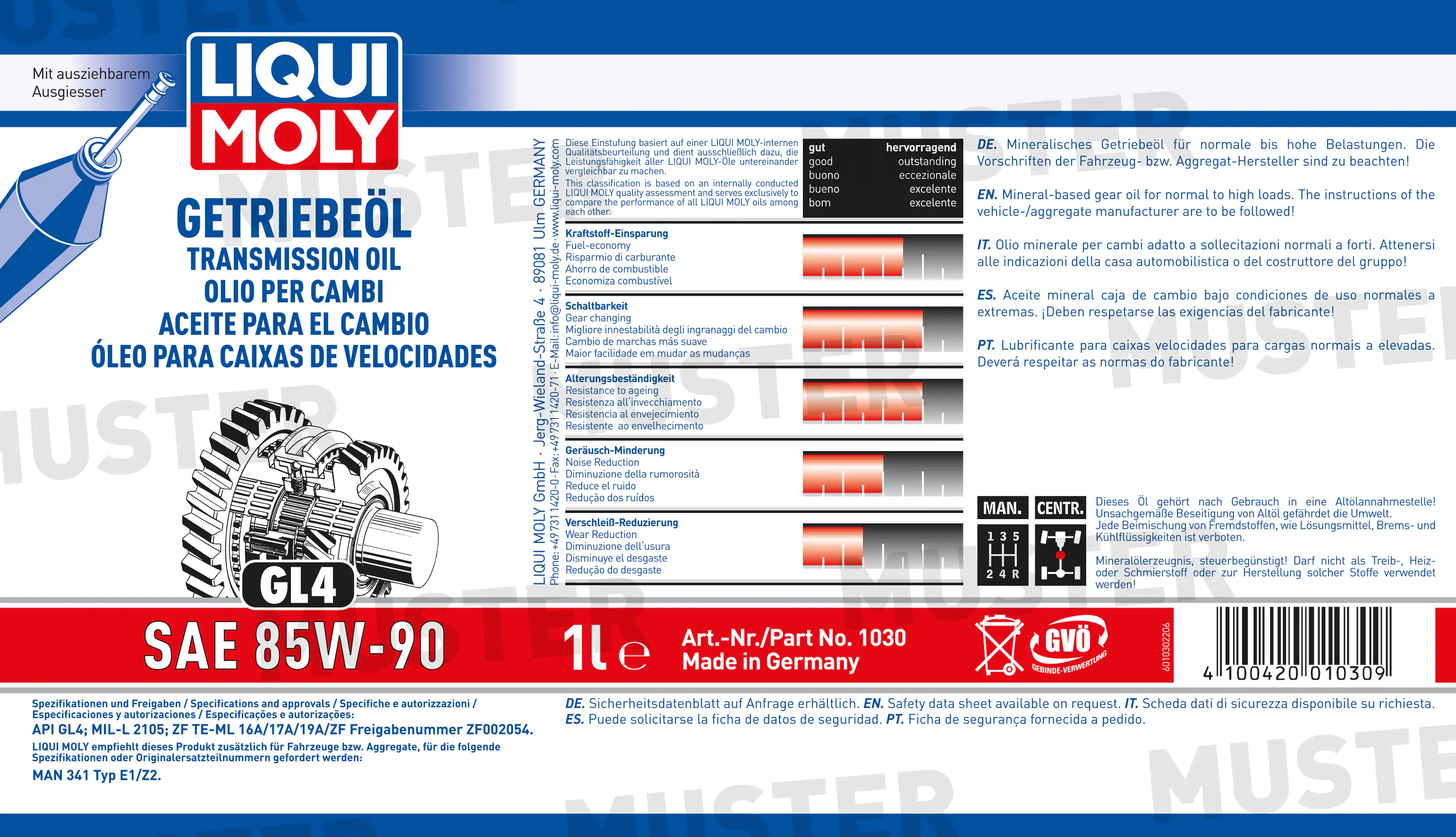Liqui Moly Getriebeöl GL4 85W-90 1 L Liqui Moly Getriebeöl GL4 85W-90 1 L