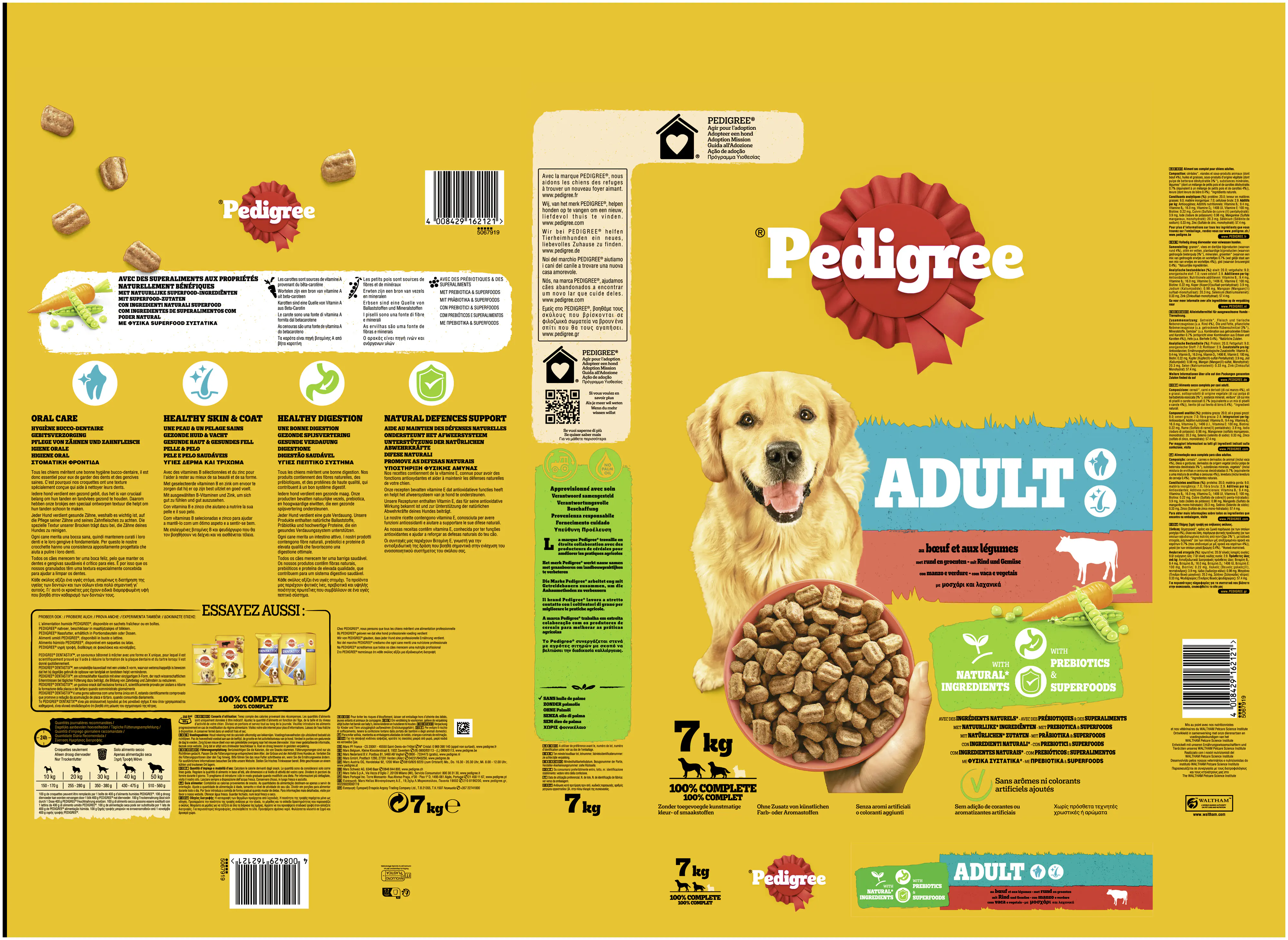 Pedigree Hundetrockenfutter Adult 7 kg Rind & Gemüse
