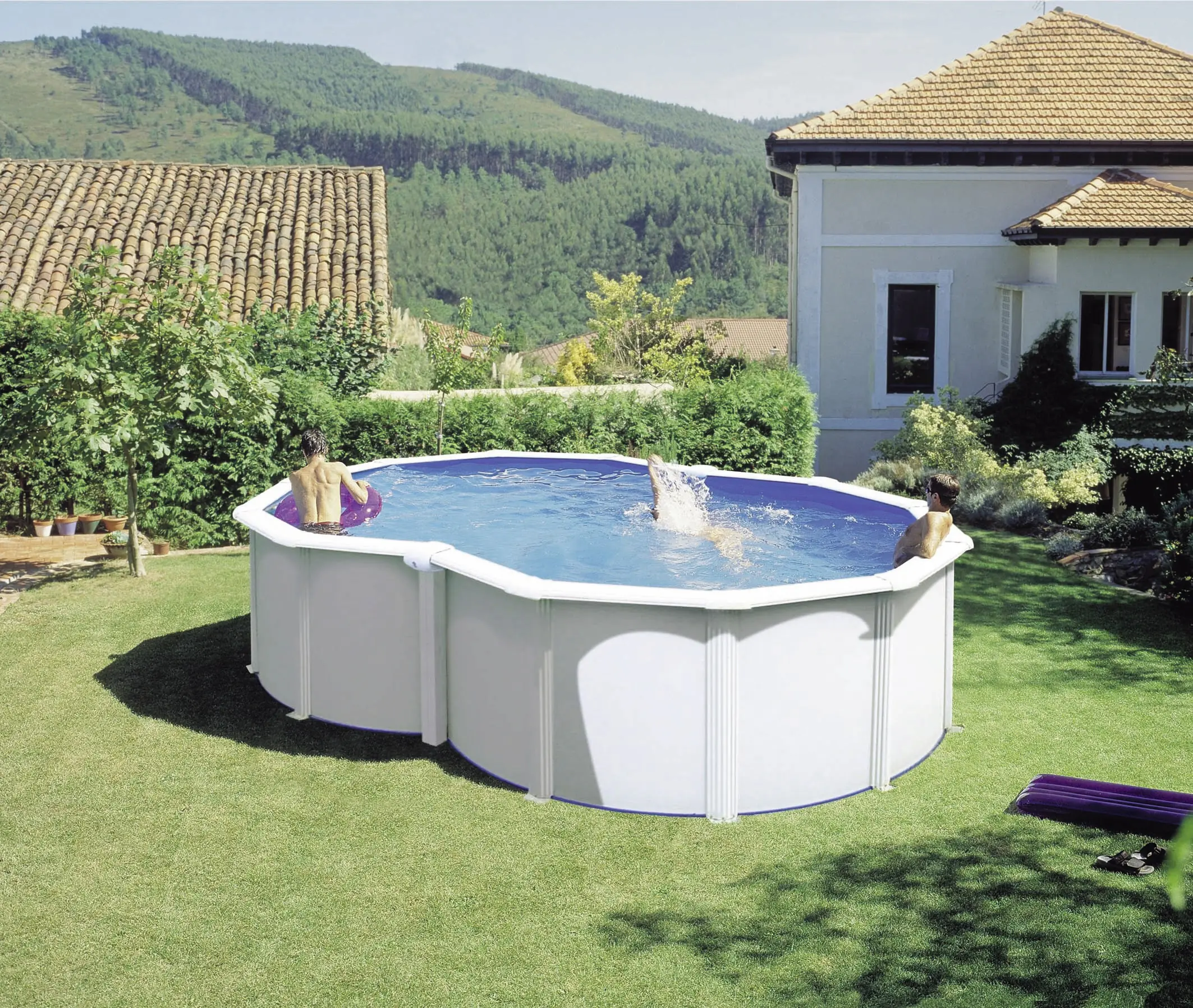 Gre Stahlwandpool Varadero Komplettset mit Sandfilteranlage 8-form 520 x 350 x 122 cm weiß
