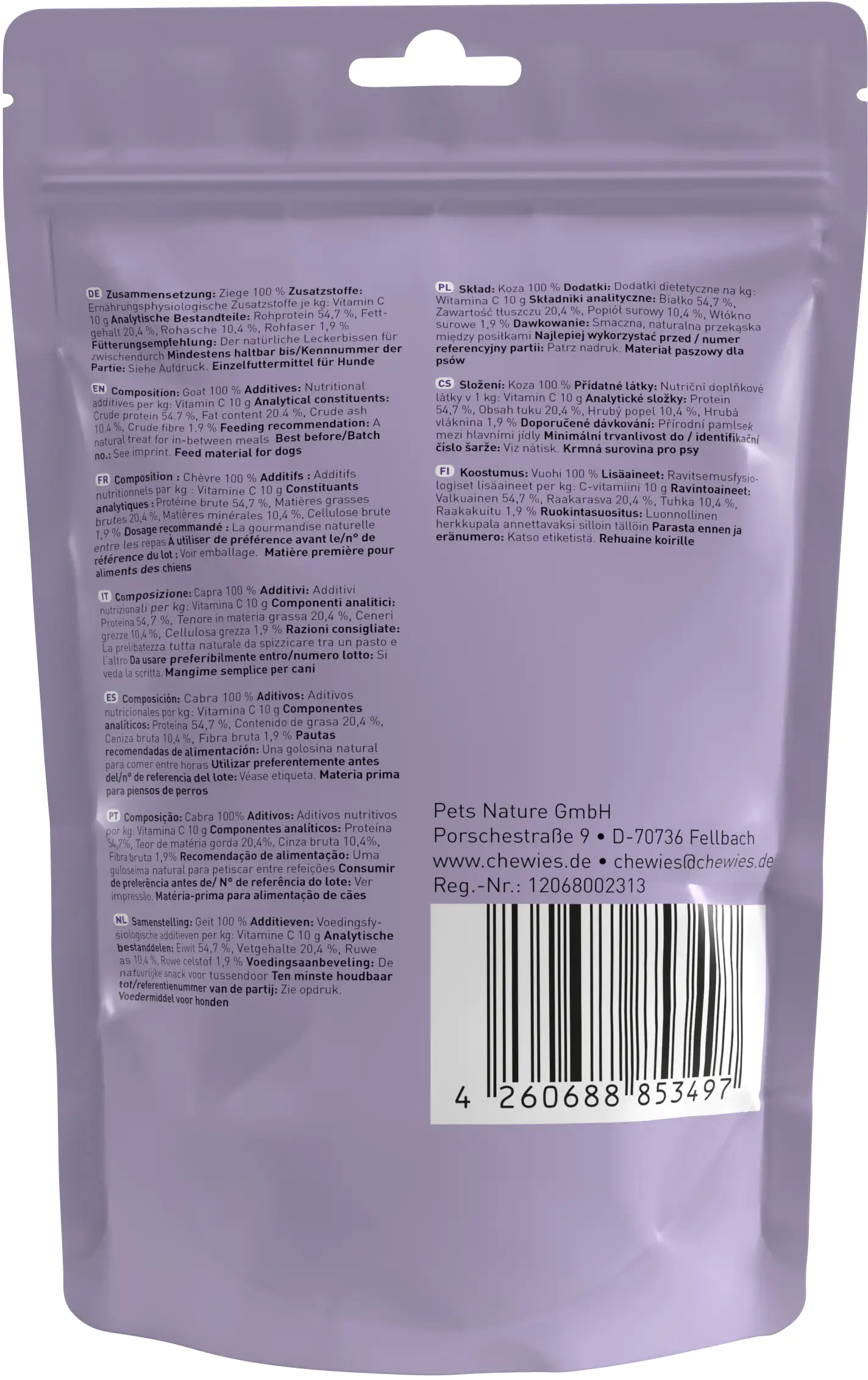 Chewies Fleischstreifen Maxi Ziege 150g