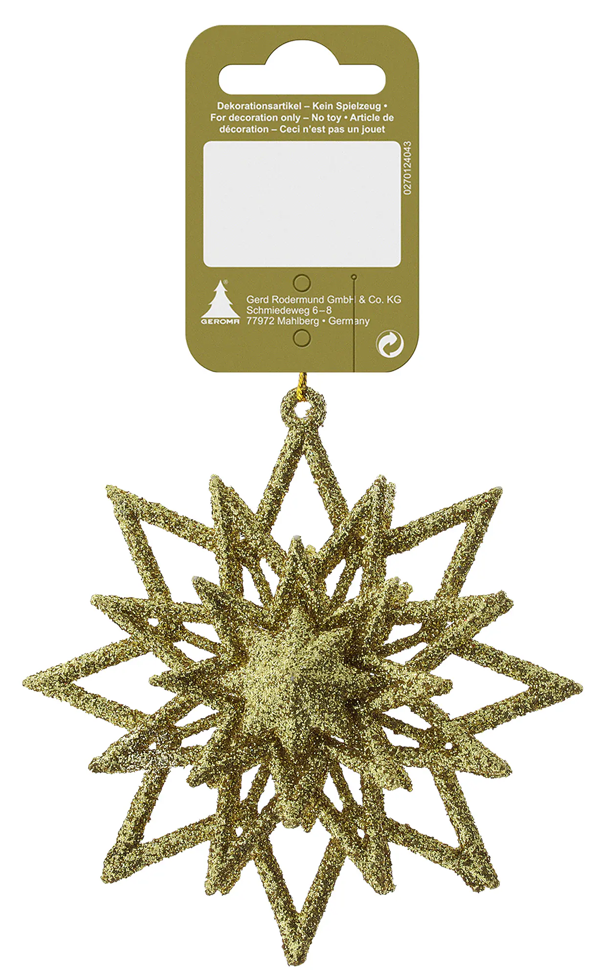 Dekoanhänger Glitzerstern aus Kunststoff 10 cm gold 1 Stück