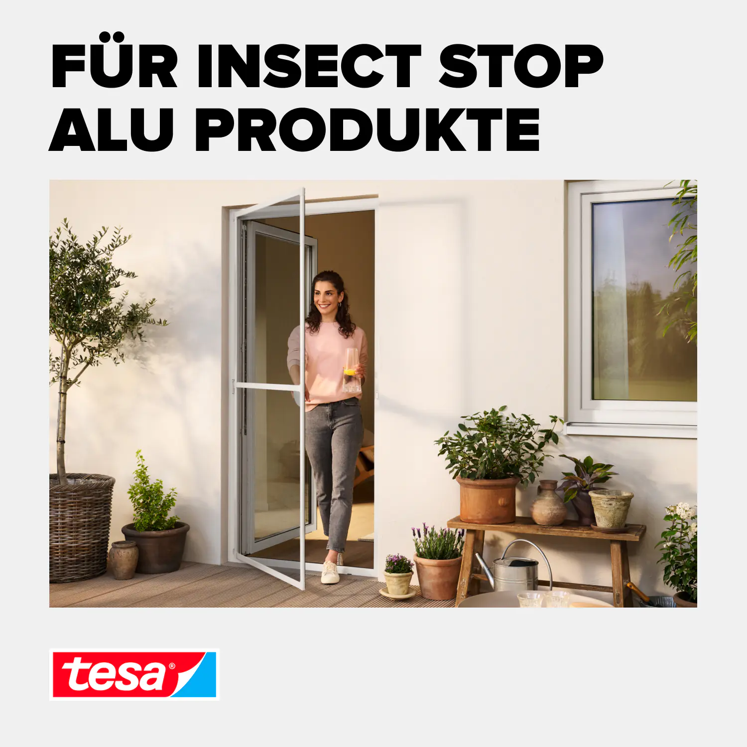 tesa Insektenschutz-Gitter COMFORT Ersatzrolle 100 x 120 cm grau