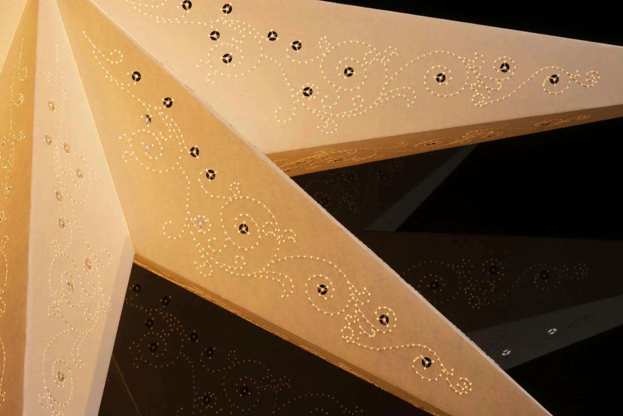 Konstsmide Papierstern weiß mit gesticktem weißem Muster für Innen Konstsmide Papierstern weiß mit gesticktem weißem Muster für Innen