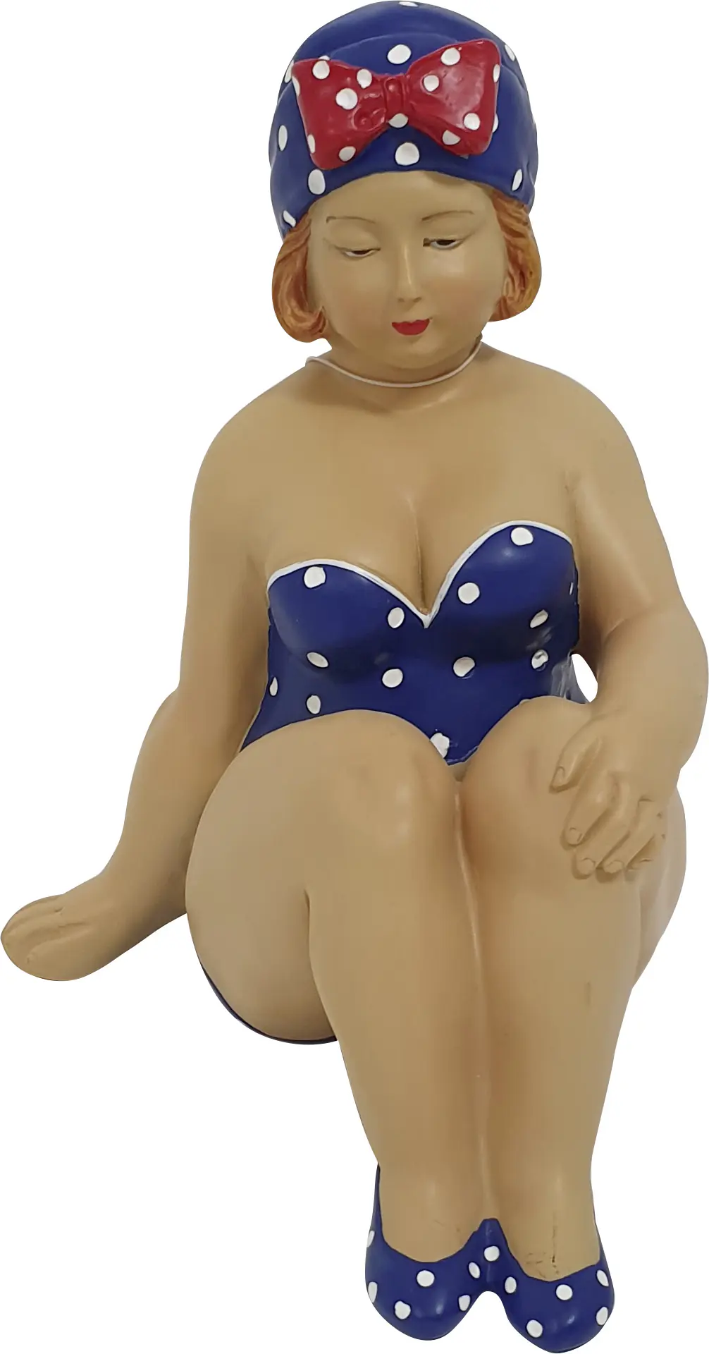 Dekofigur Frau sitzend 19 x 13 cm blau