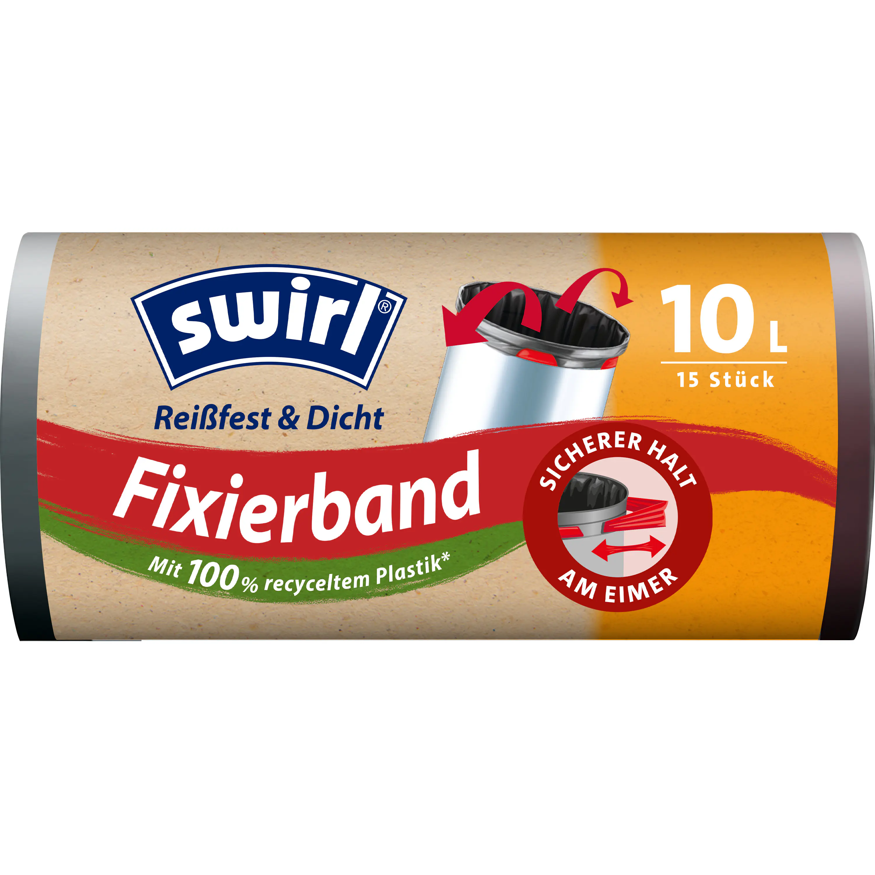 Swirl® Fixierband-Müllbeutel 10 L Reißfest & Dicht