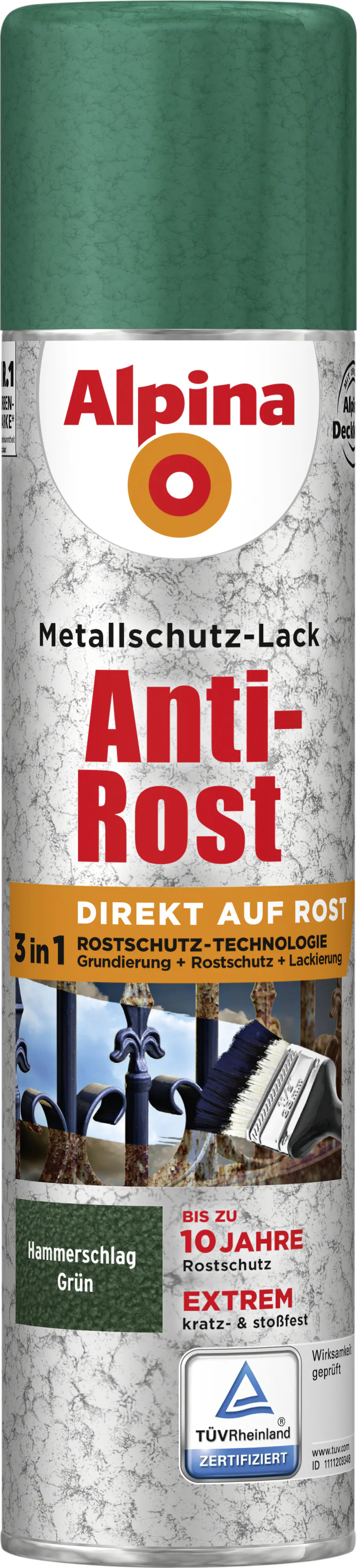 Alpina Sprühmetallschutz-Lack Hammerschlag 400 ml grün