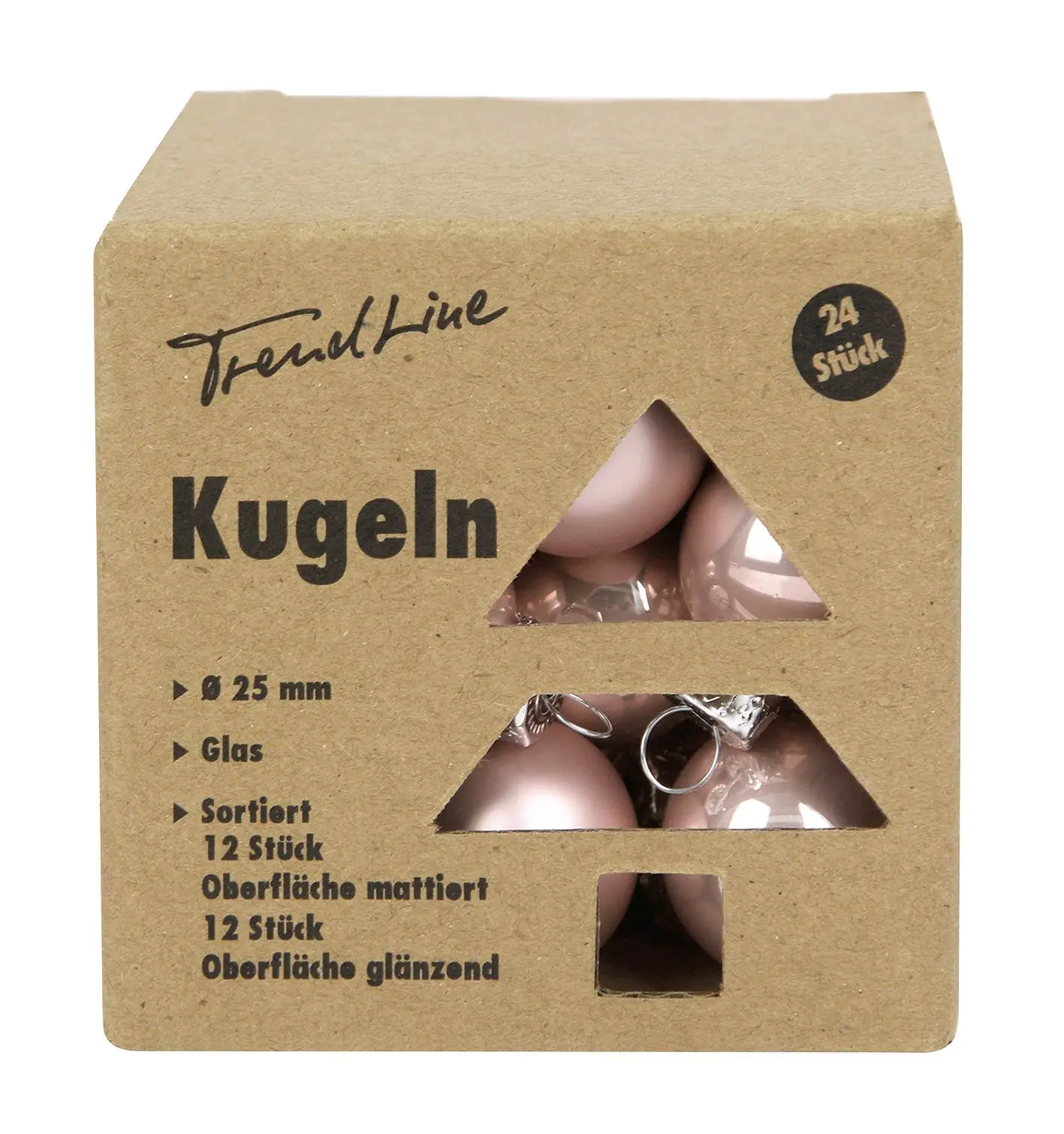 TrendLine Weihnachtskugeln aus Glas Ø 2,5 cm puderrosa 24 Stück