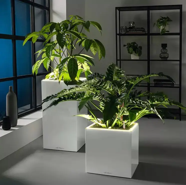 Lechuza Pflanztopf Canto Premium 40 low LED weiß hochglanz