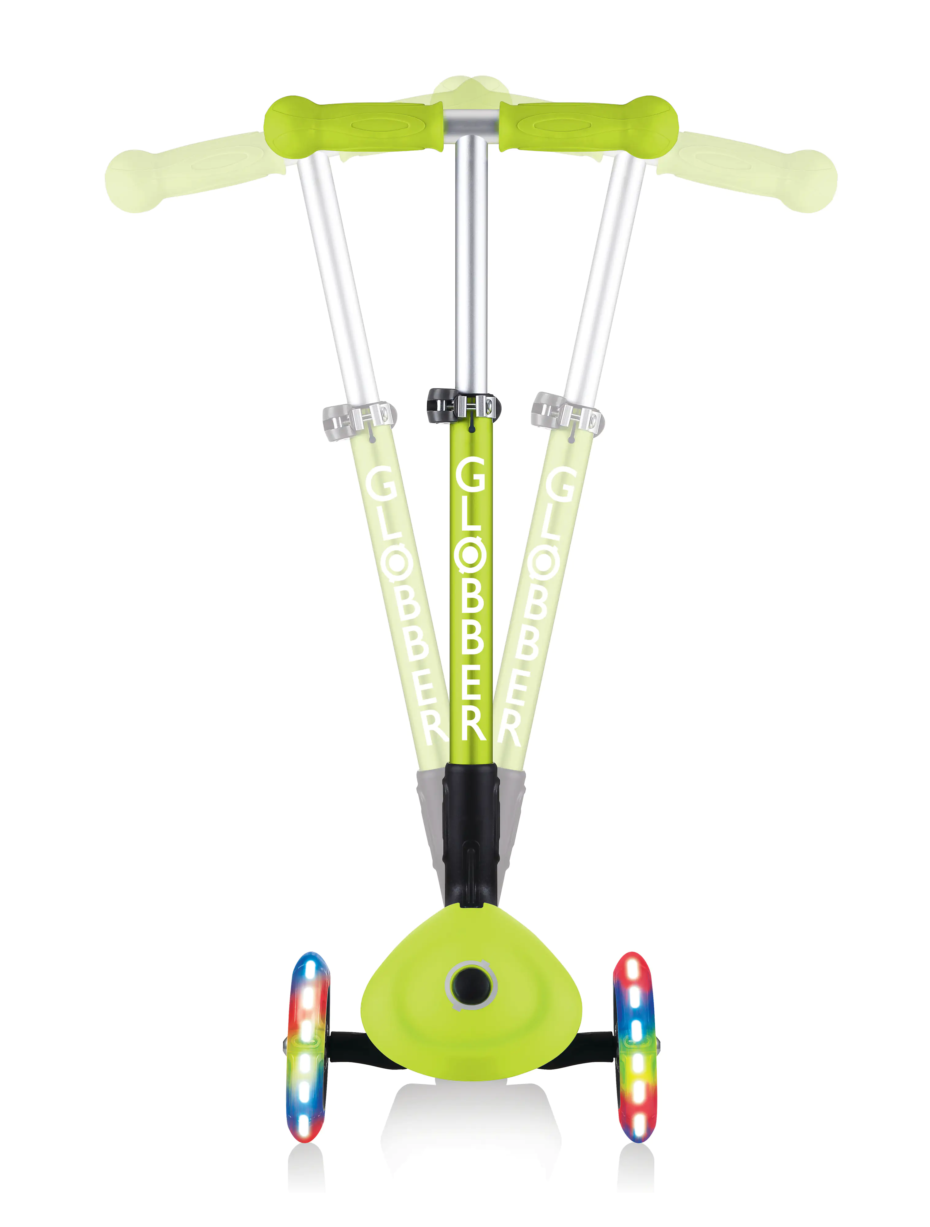 Globber Scooter Junior Foldable Lights limegrün mit Leuchtrollen