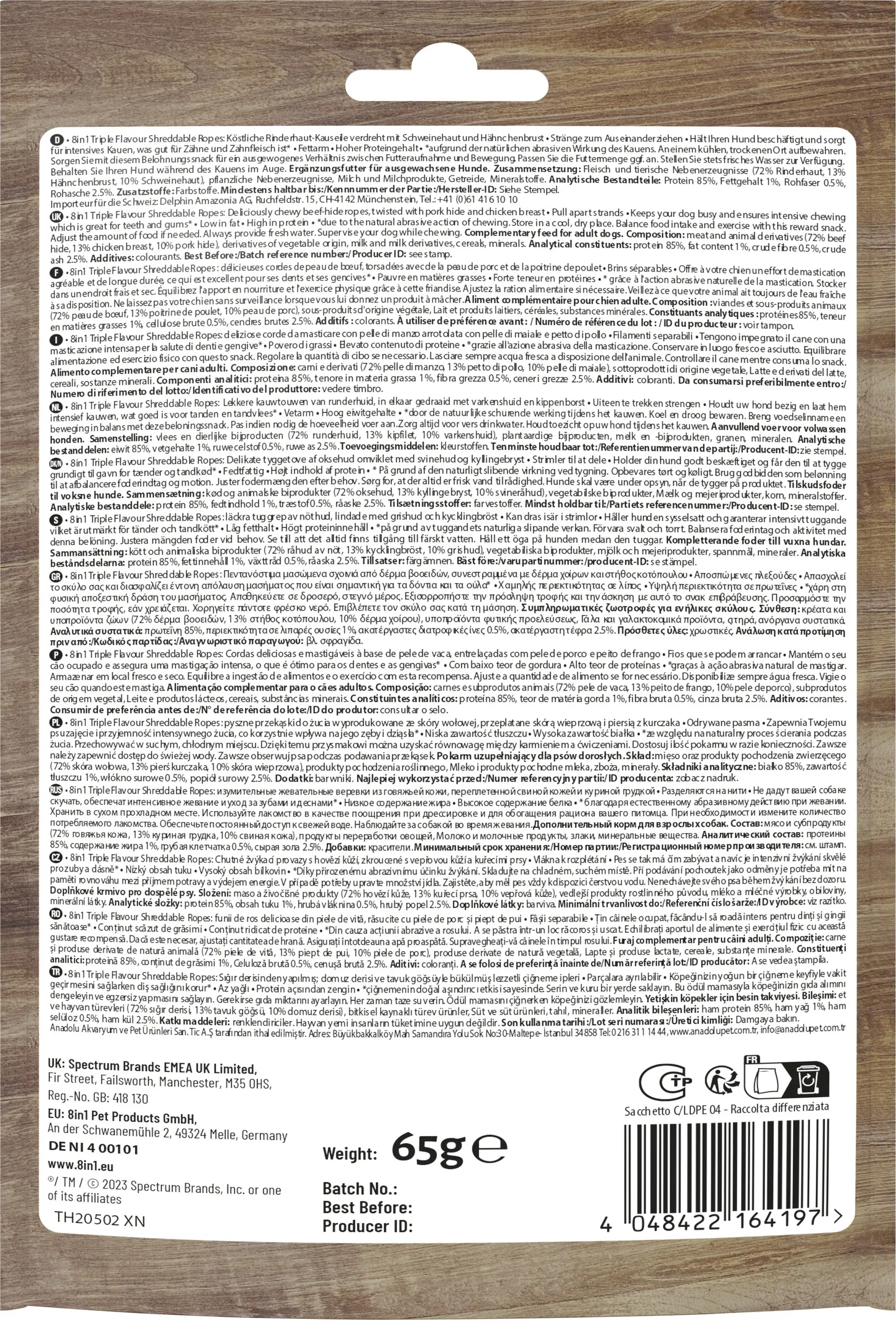 8in1 Hundeleckerli Triple Flavour Ropes 65 g