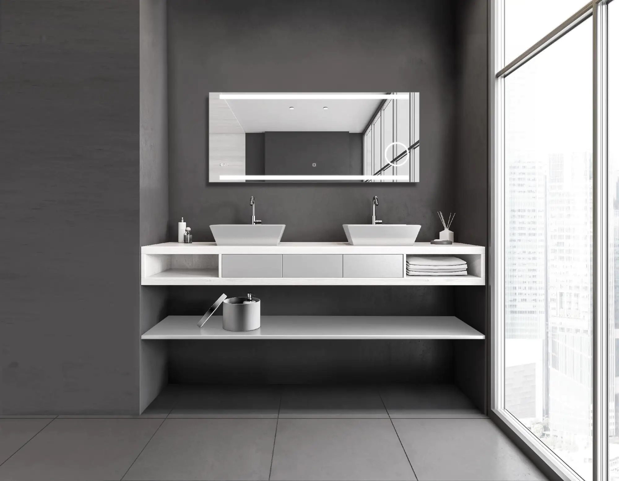 DSK LED Lichtspiegel Silver Rey 140 x 60 cm