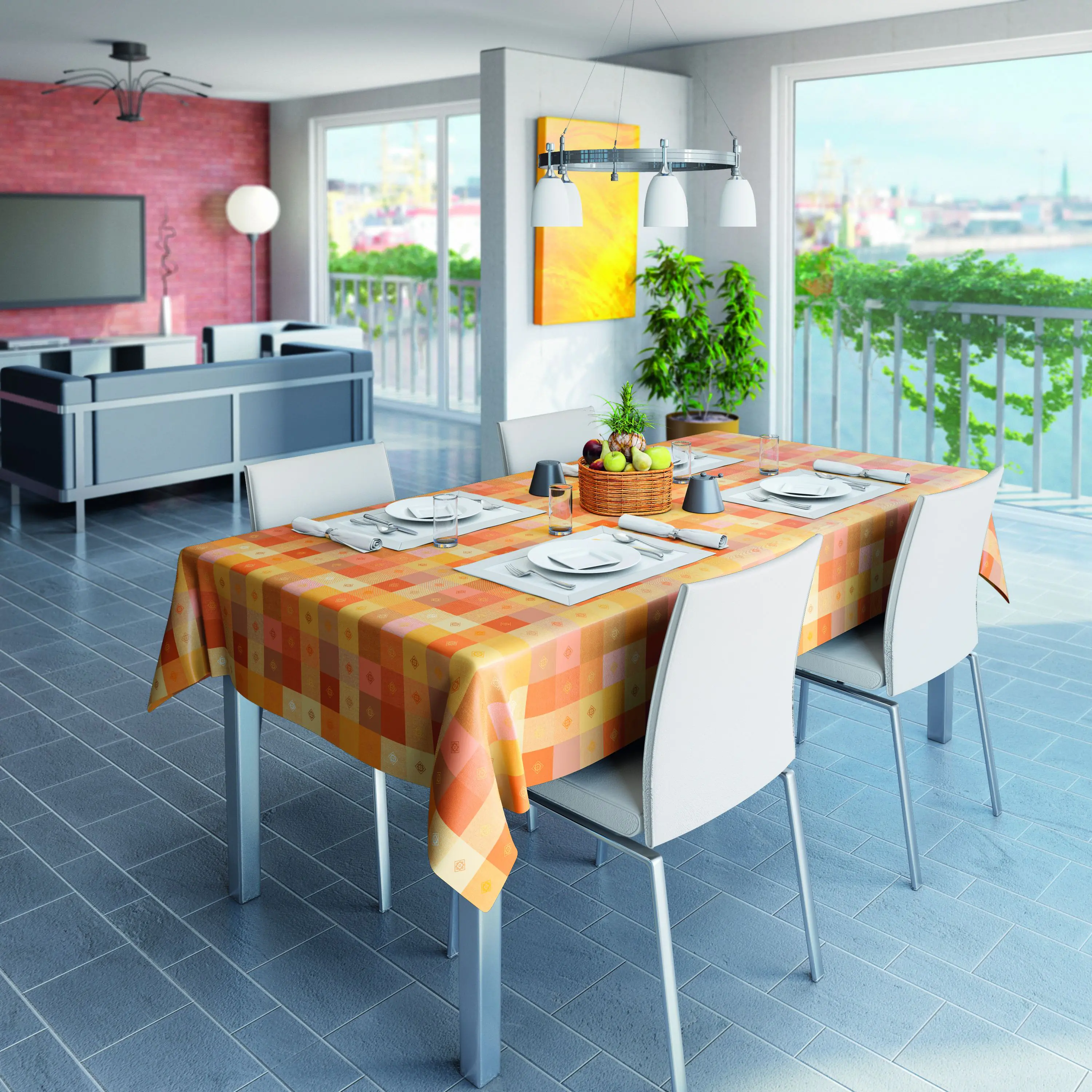 d-c-fix Tischdecke Manhattan Victor apricot 140 cm