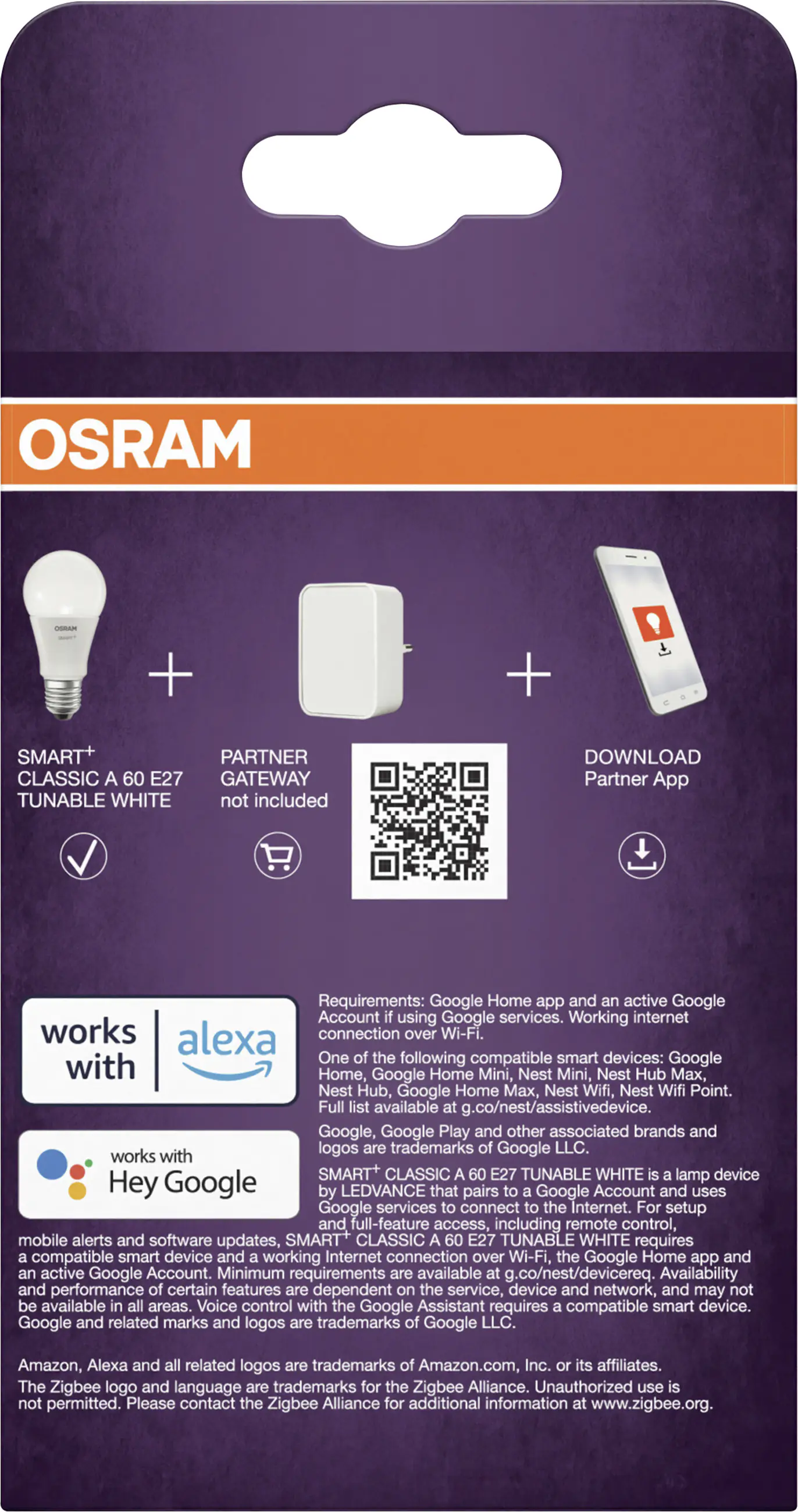 Ledvance LED Leuchtmittel Smart+ Zigbee A60 E27 9 W dimmbar warmweiß-kaltweiß weiß matt 