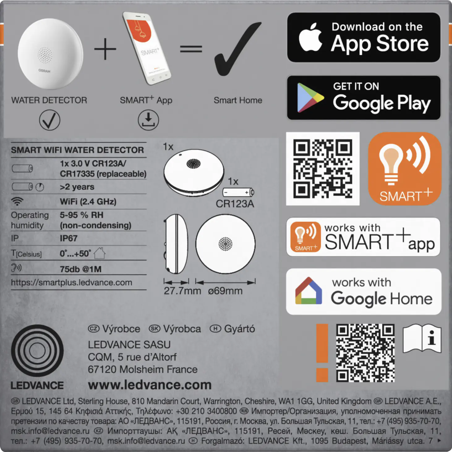 Osram Wassermelder Smart+ Sensor WiFi weiß Osram Wassermelder Smart+ Sensor WiFi weiß