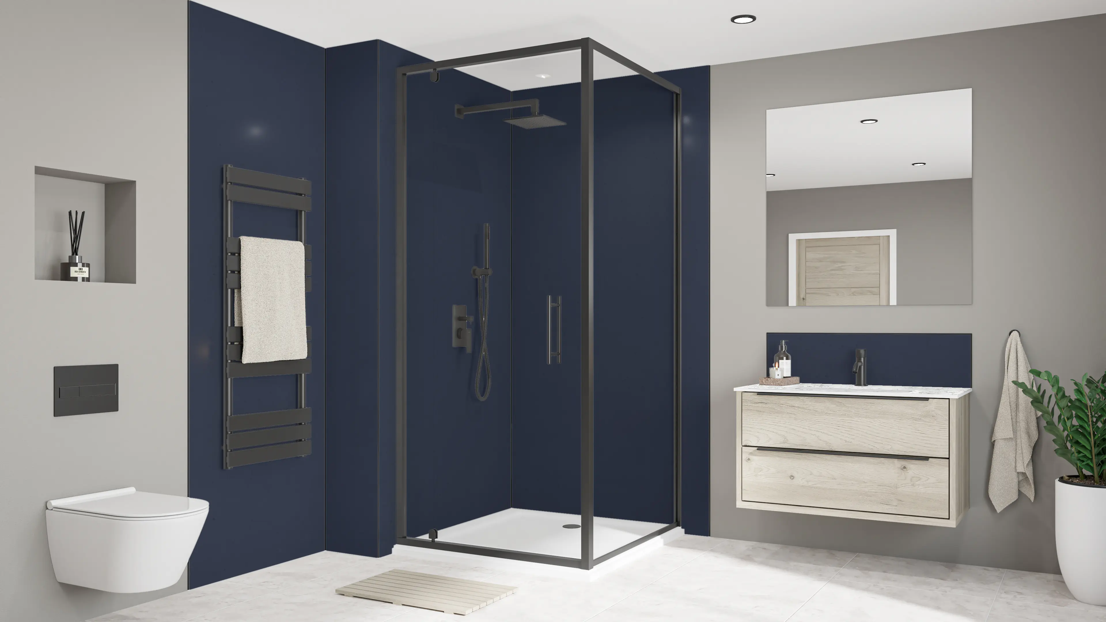 Wetwall Alloy Wandpaneel  Deep Blue Sea/Smoked Rose 60 x 244 cm