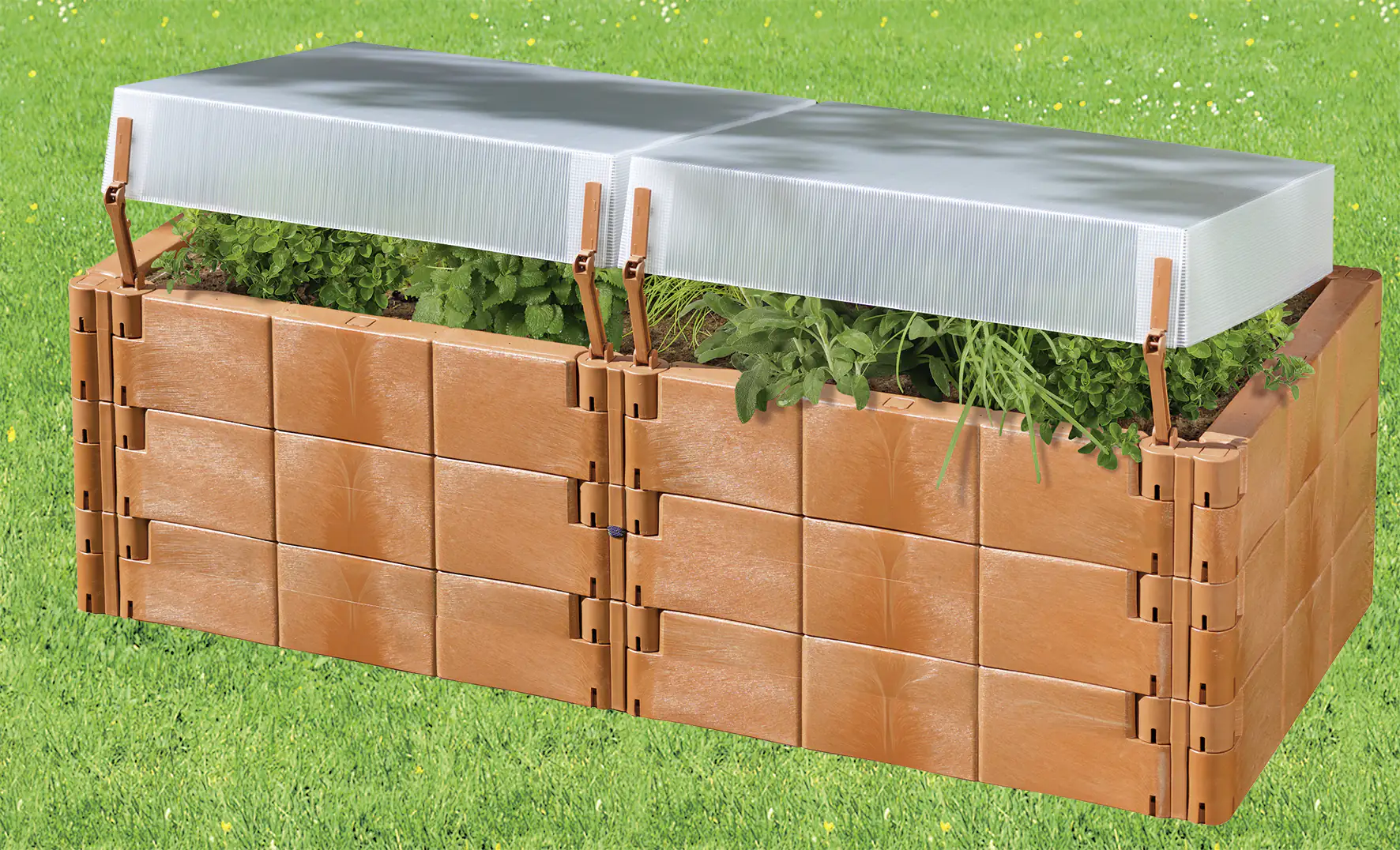 Juwel Hochbeet mit Thermohauben 2 in 1 130 x 60 x 51 cm terracotta