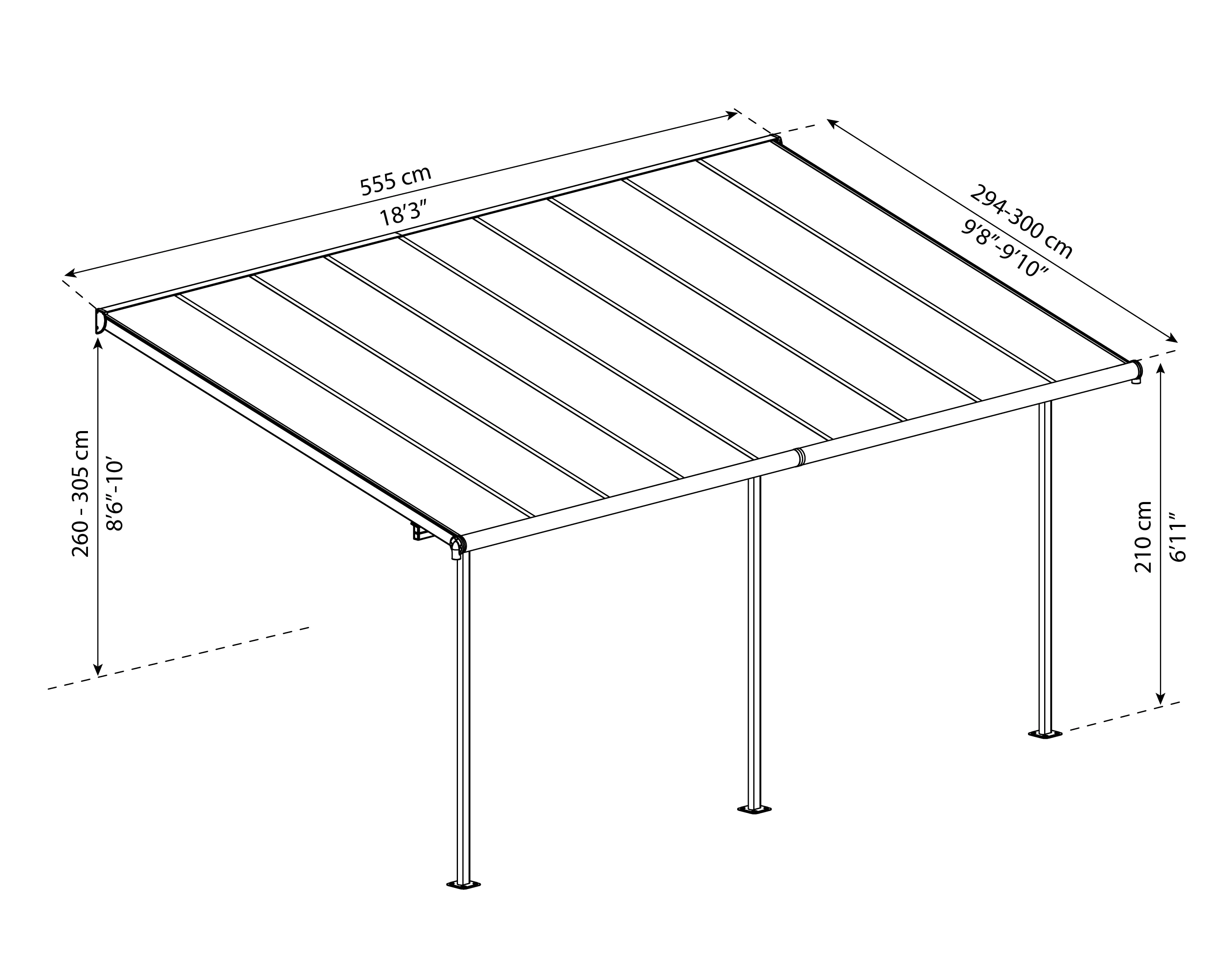 7290108138931_6 Canopia Terrassenüberdachung Capri 3x5.46