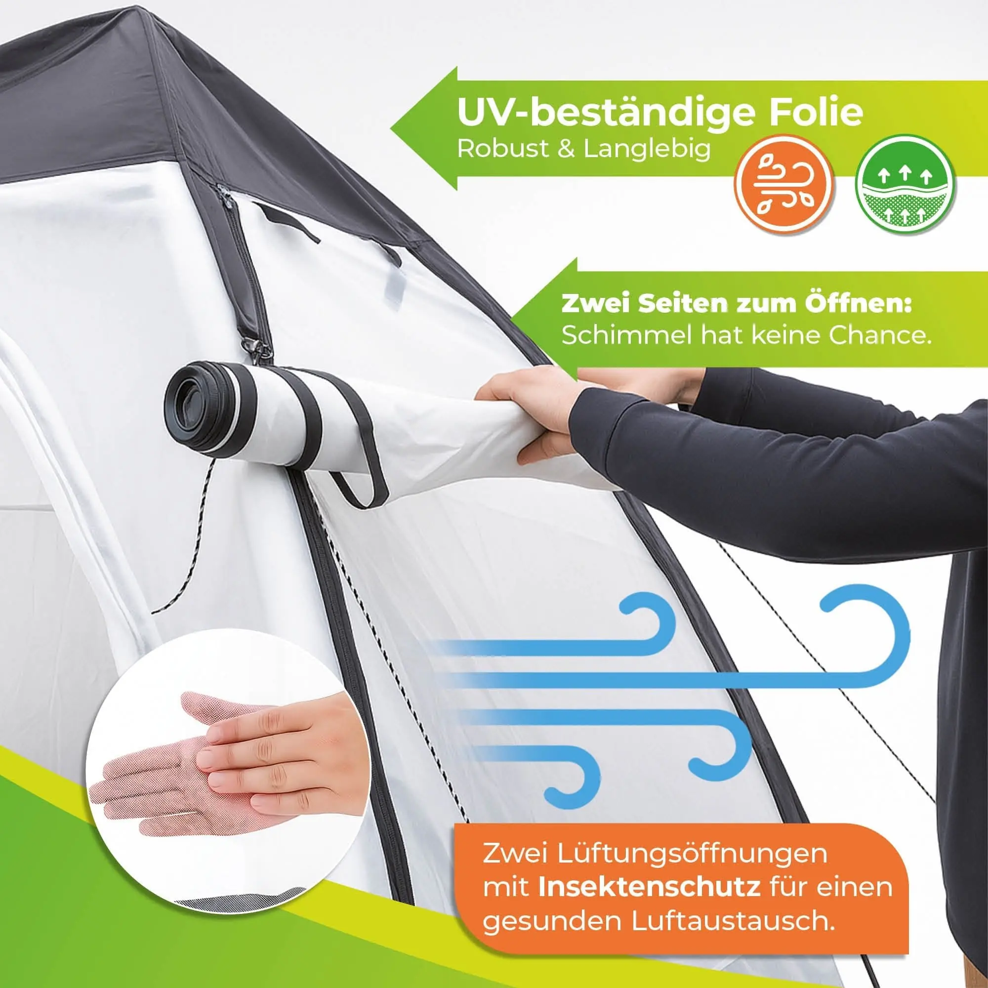 Biogreen Überwinterungszelt "Tropical Island Breeze XL" für Pflanzen H 280 x Ø 340 cm